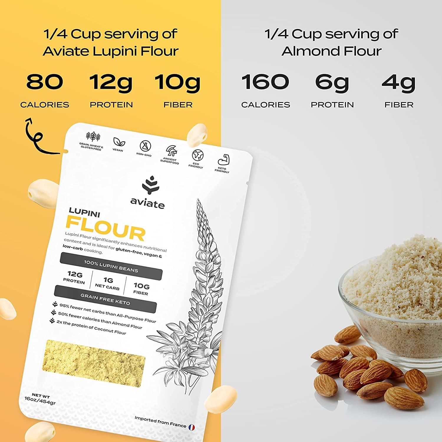 Harina de Lupini Aviate 453.6g - Alta en Proteínas y Fibra