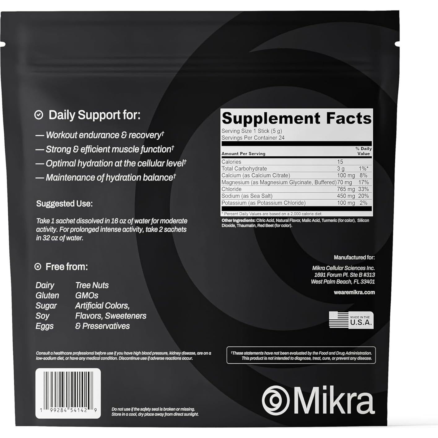 Polvo de Electrolitos Mikra Hydrate 24 Paquetes Naranja Sangre