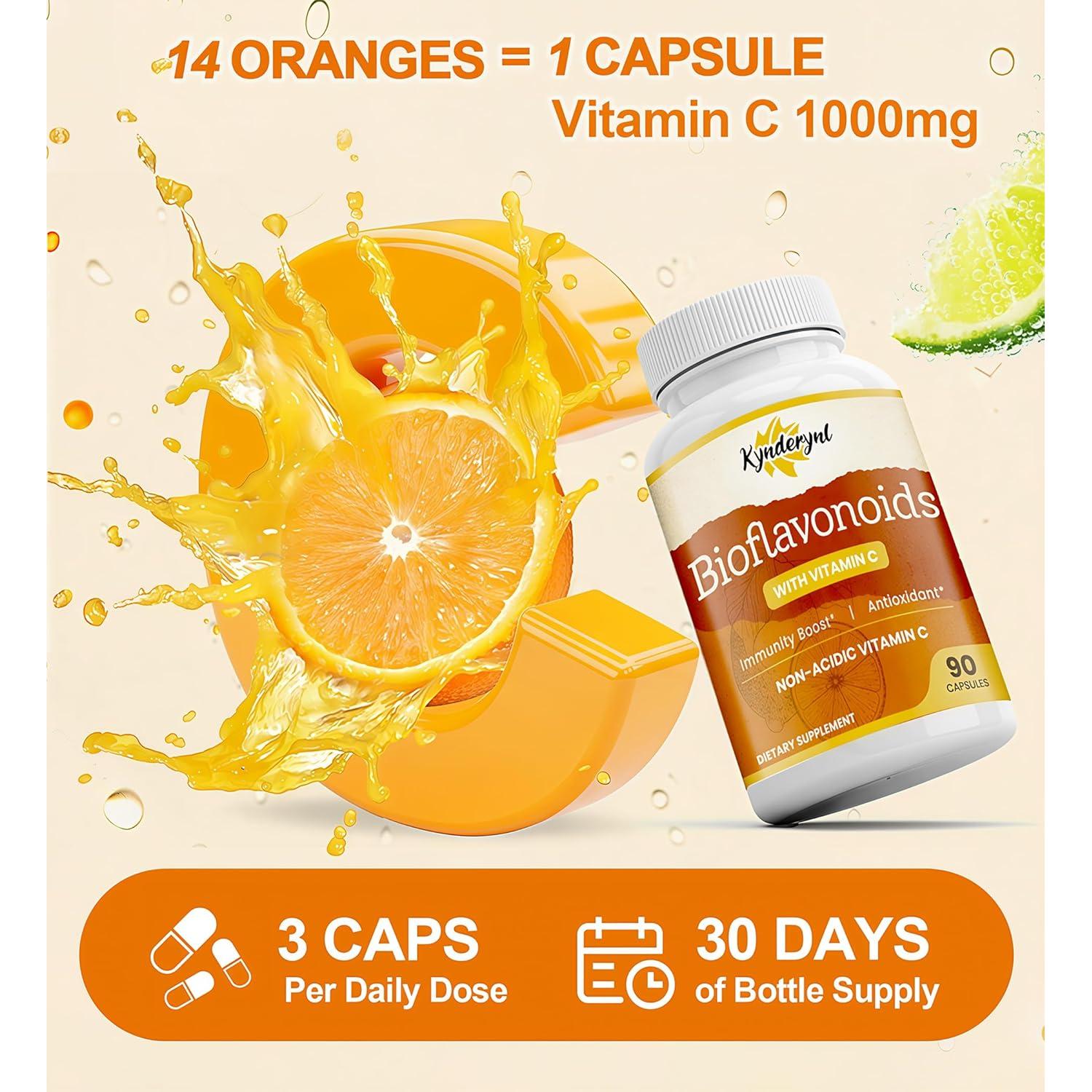 Suplemento de Vitamina C Kynderynl 1000mg 90 Cápsulas Veganas