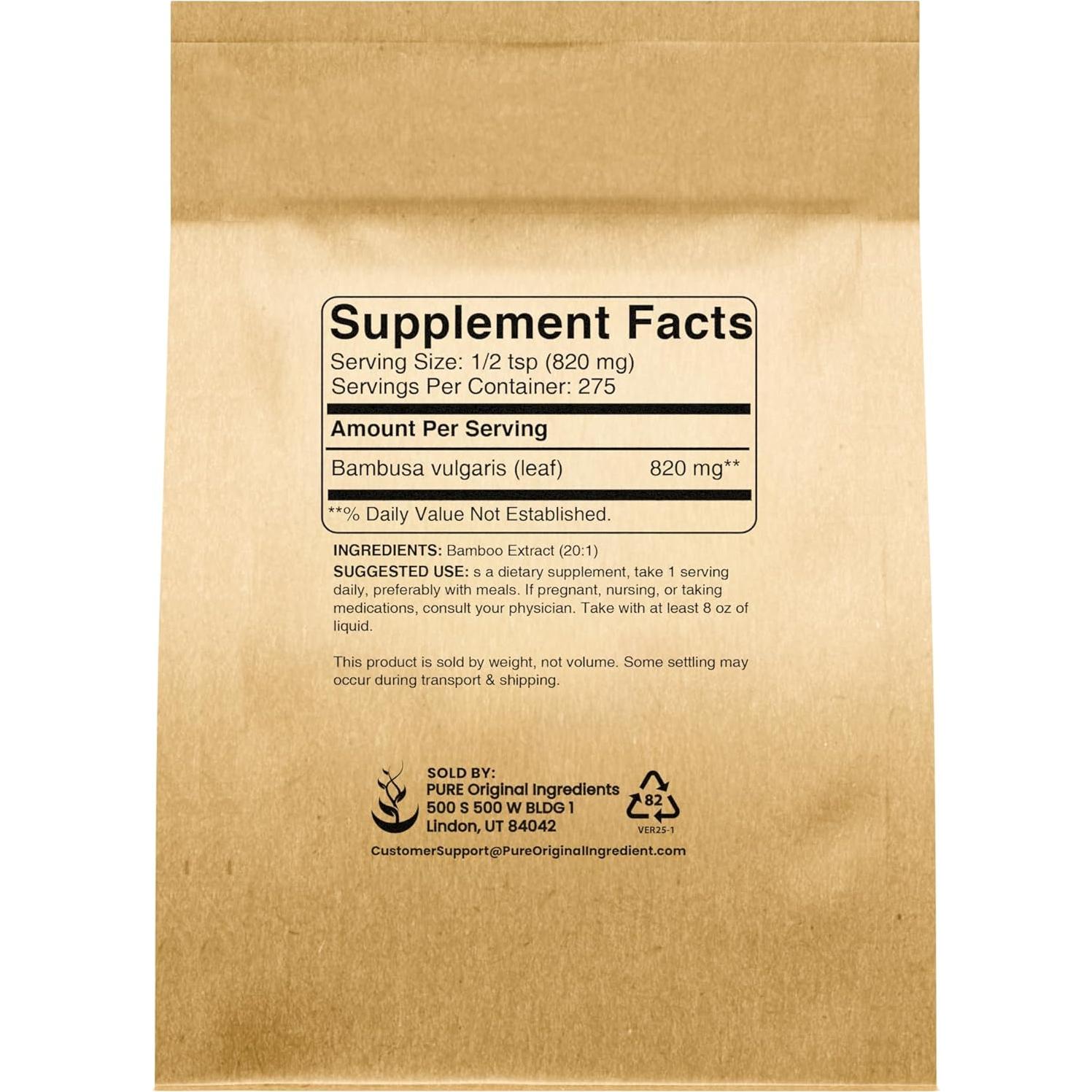 Extracto de Bambú Ingredientes Originales Puros 227g No OGM