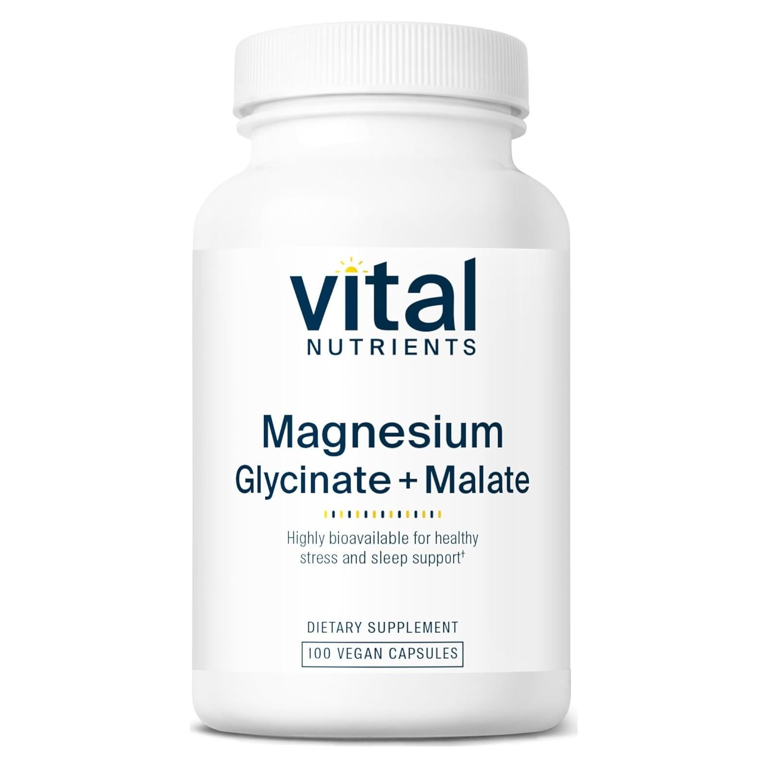Suplemento de Magnesio Glicinato y Malato Vital Nutrients 100 Cápsulas