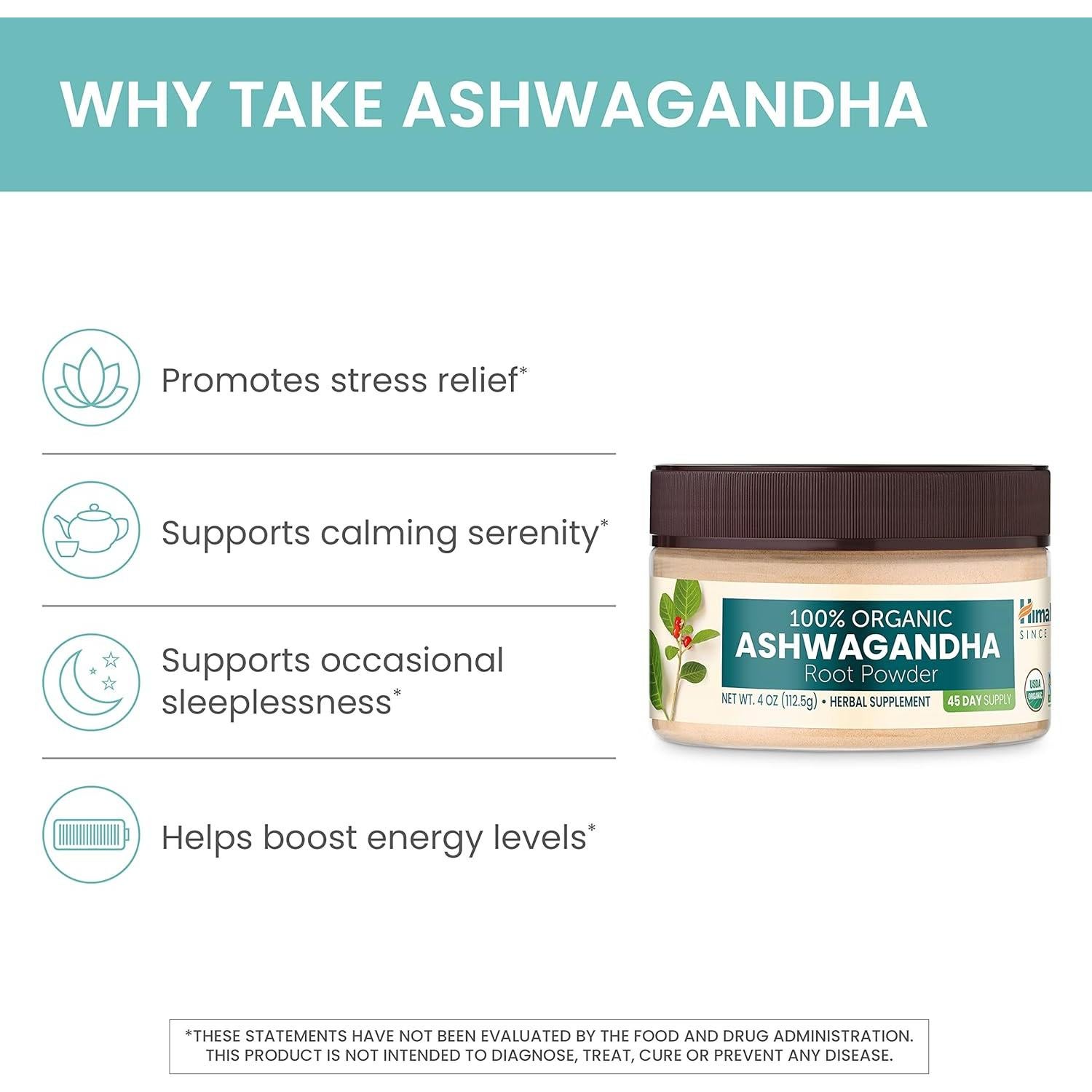 Polvo de Ashwagandha Orgánico Himalaya 113.4 g - Alivio Estrés