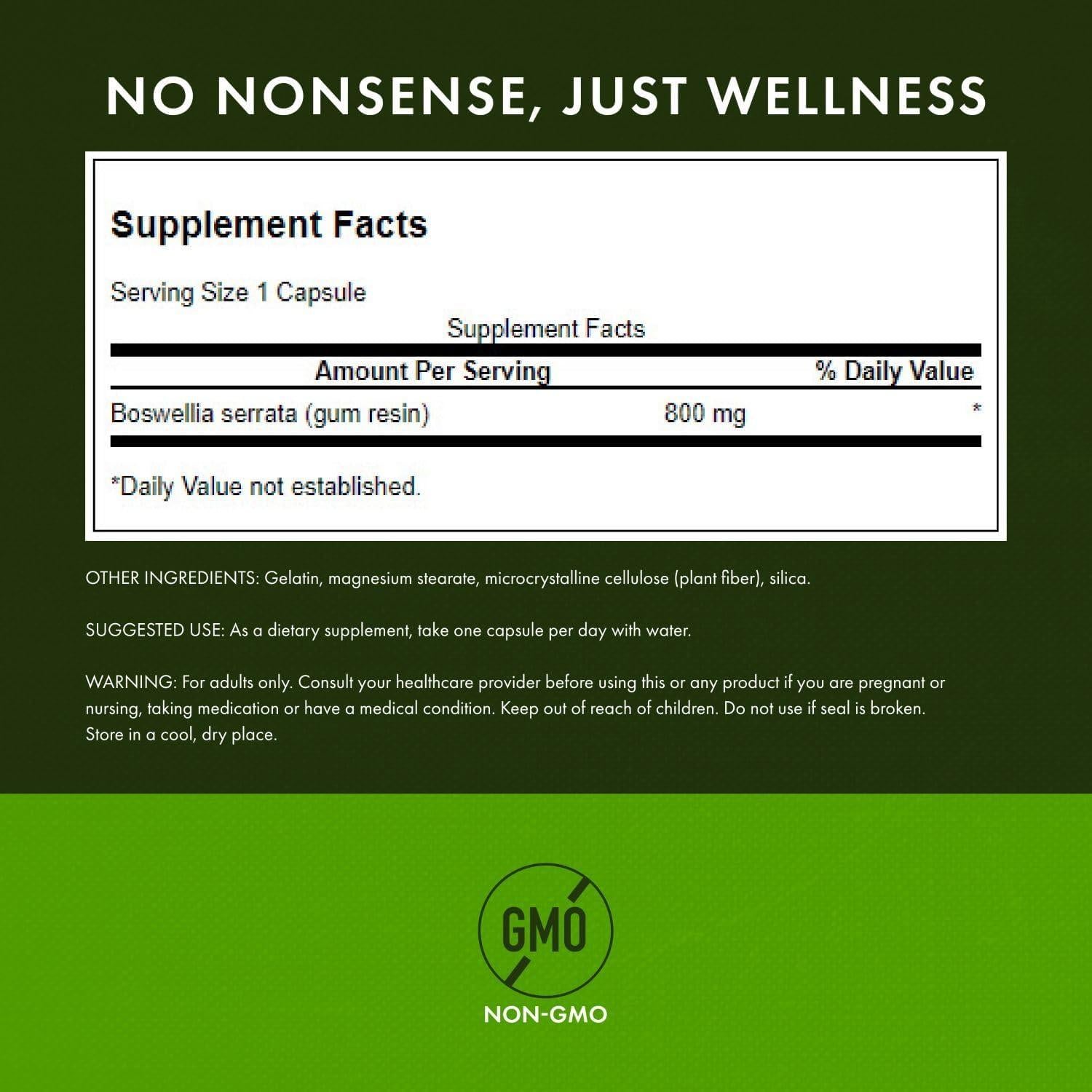 Swanson Boswellia Doble Fuerza 60 Cápsulas 800mg Suplemento Articular