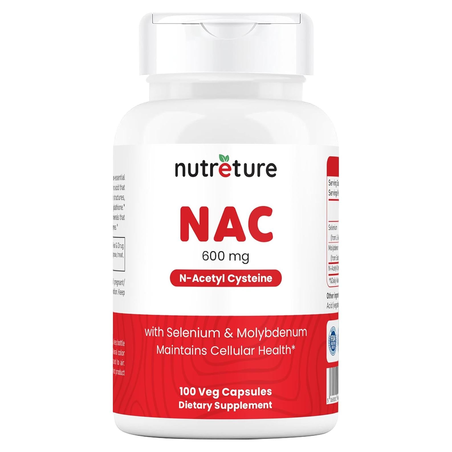 Suplemento NAC N-Acetil Cisteína 600 mg Nutreture 100 Cápsulas
