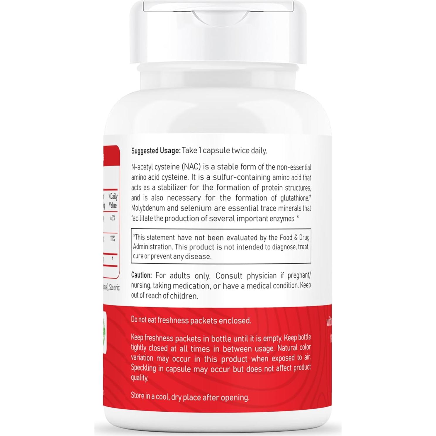 Suplemento NAC N-Acetil Cisteína 600 mg Nutreture 100 Cápsulas