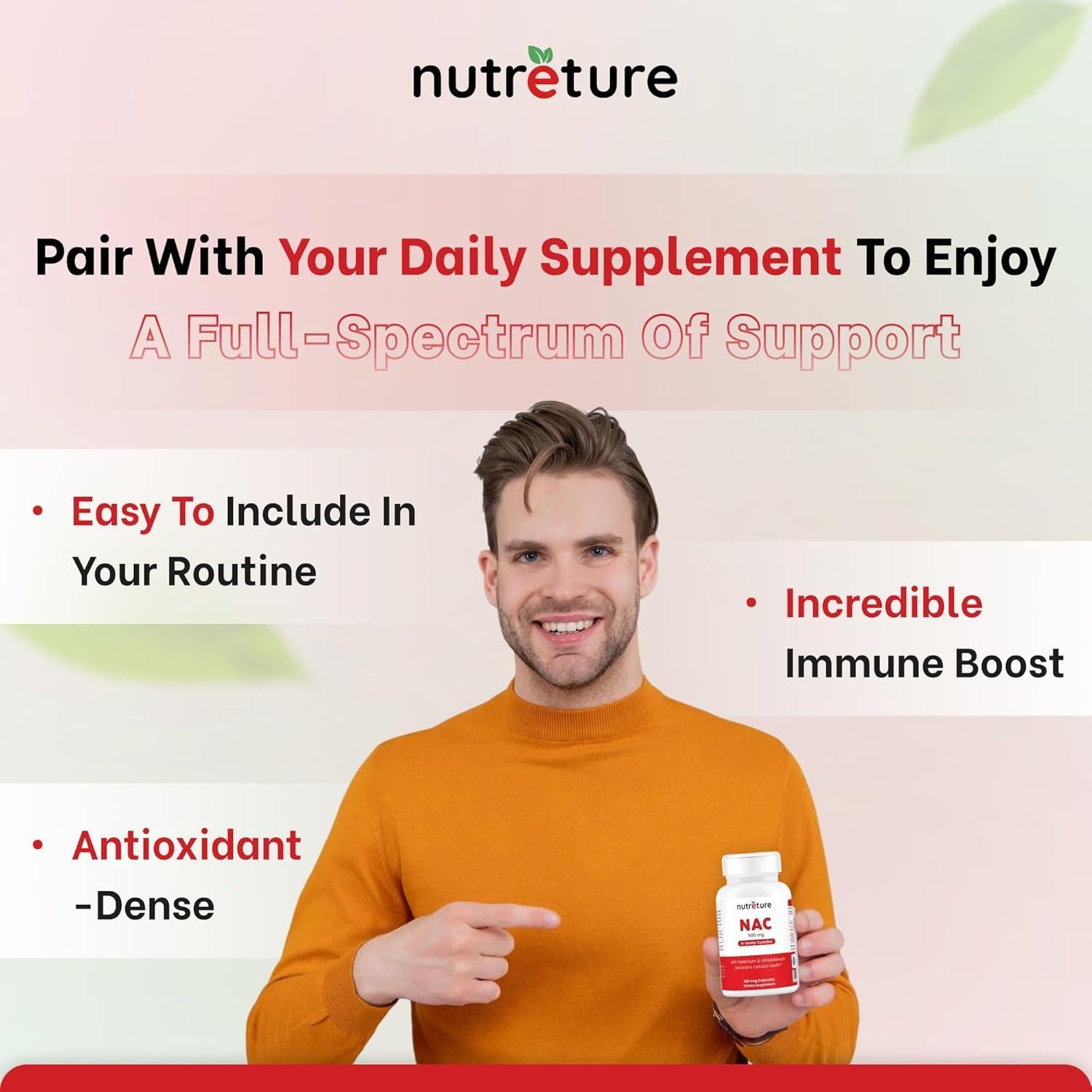 Suplemento NAC N-Acetil Cisteína 600 mg Nutreture 100 Cápsulas