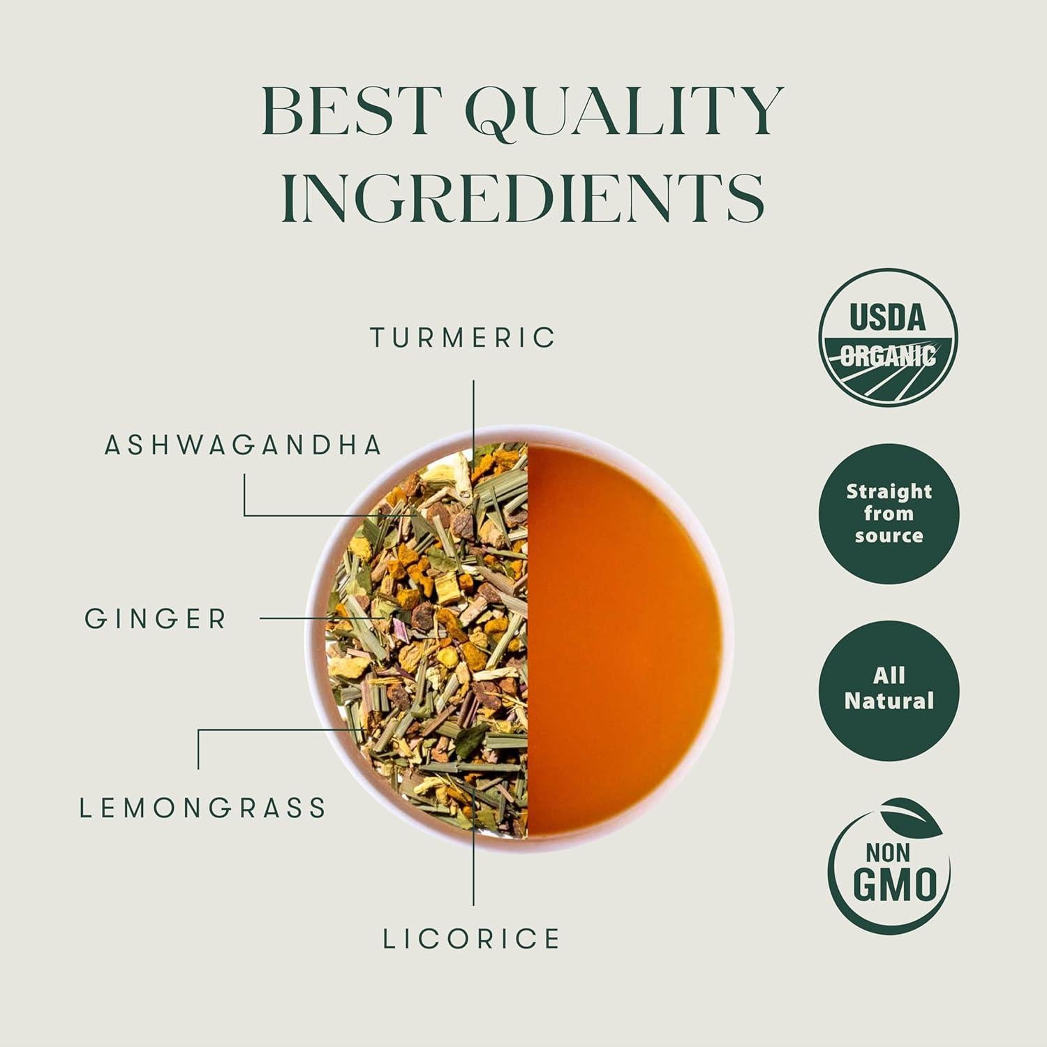 Té Orgánico Luxmi Estates Ashwagandha y Cúrcuma 100g - 50 Tazas