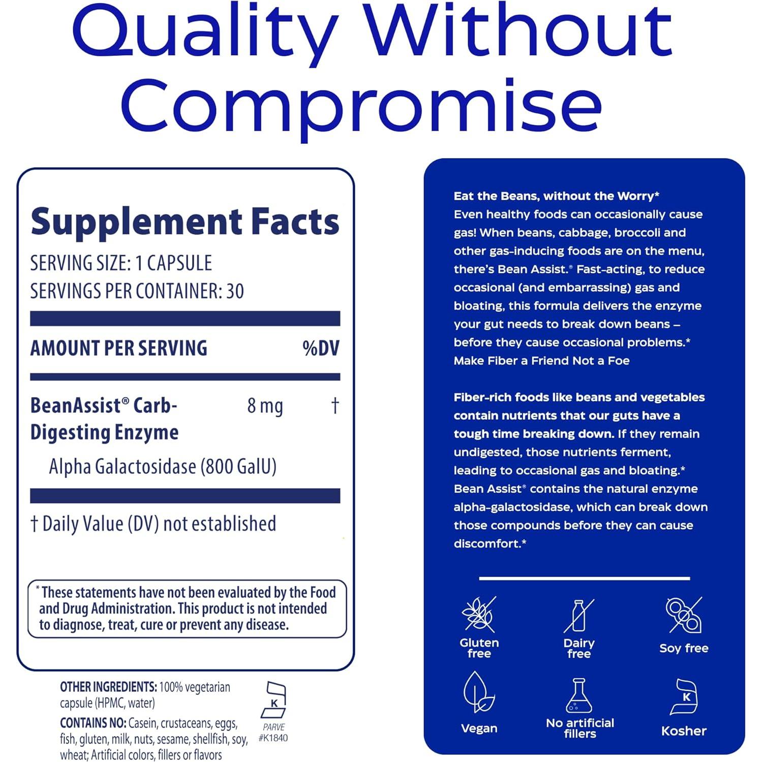 Enzymedica BeanAssist Enzima Digestiva 30 Cápsulas 13.6g