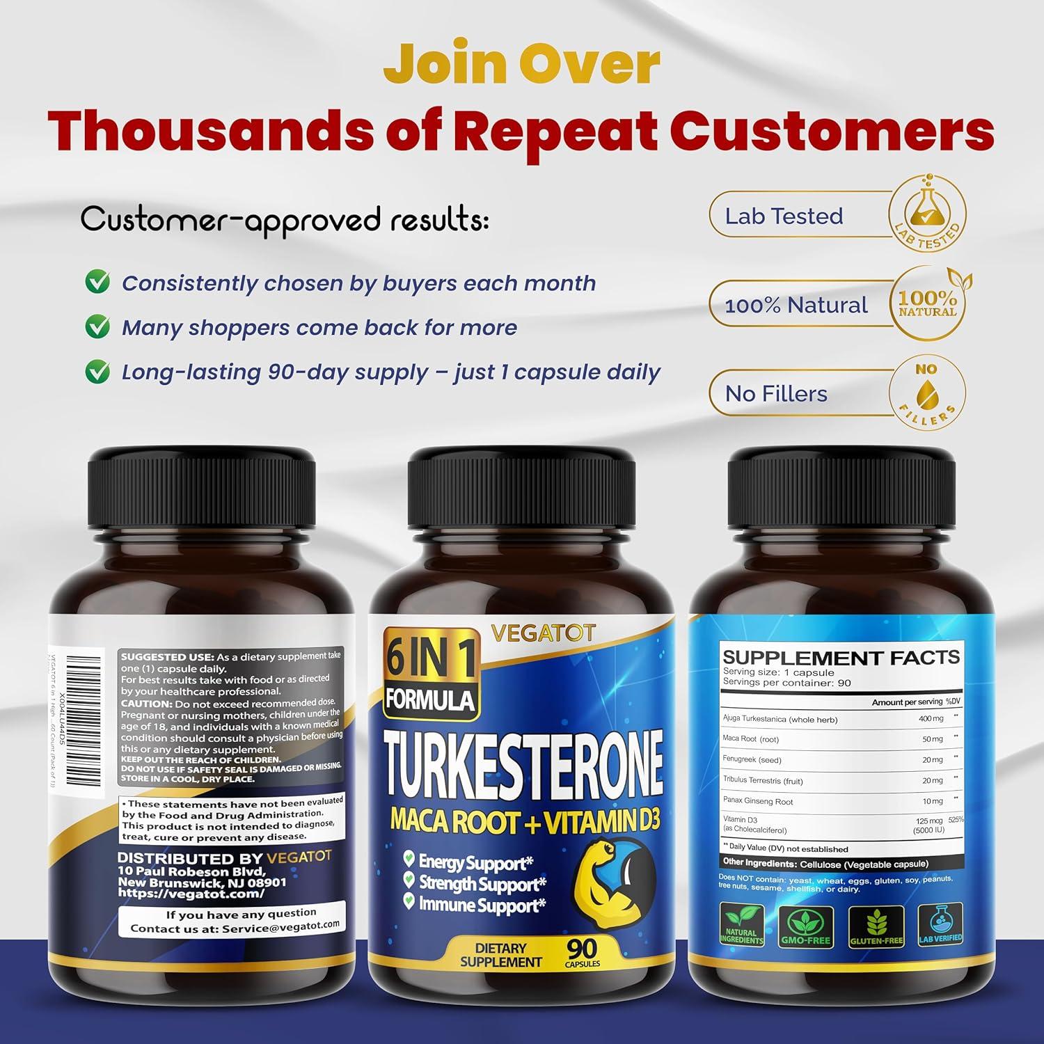 Suplemento Vegatot 6 en 1 Turkesterona 90 Cápsulas