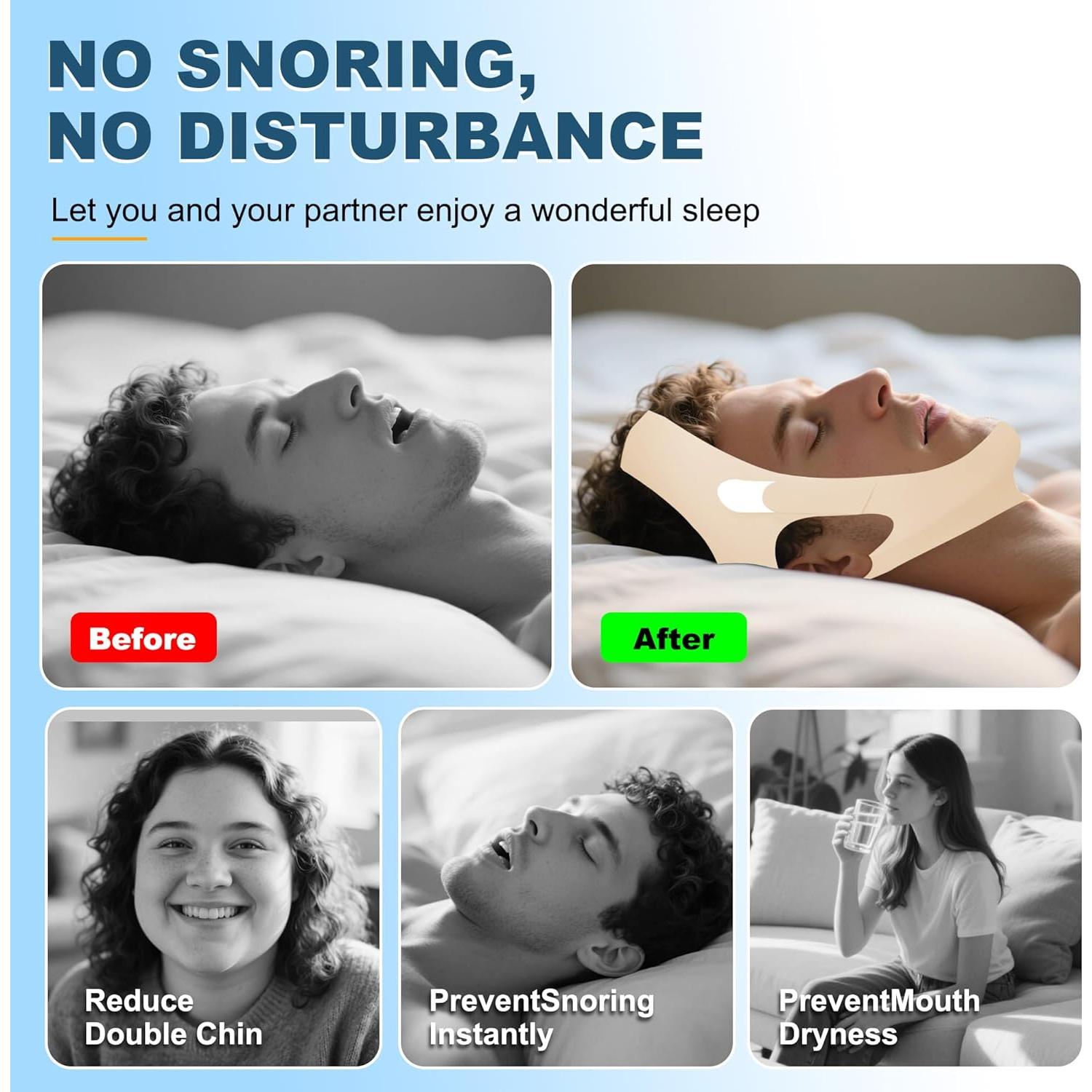 Correa para Barbilla Anti Ronquidos Holinee Ajustable Beige