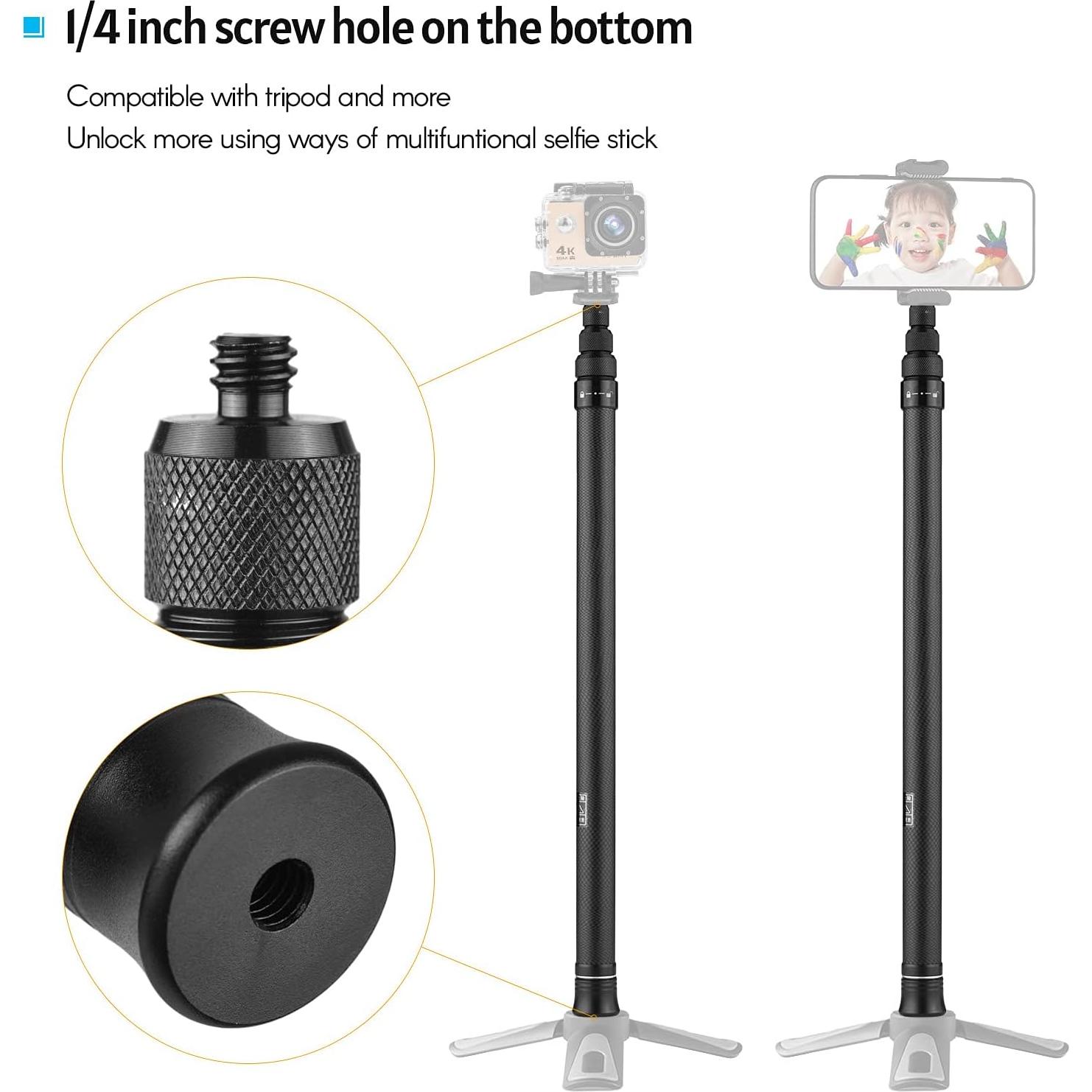 Palo de Selfie Andoer de Fibra de Carbono 1.5m Ajustable