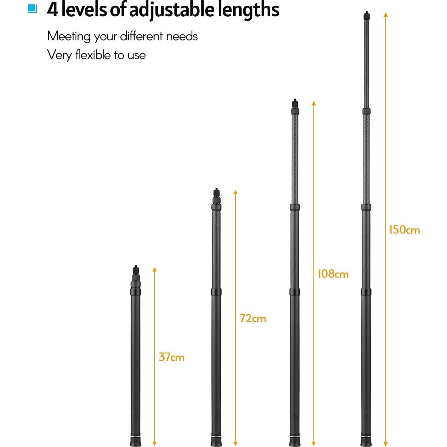 Palo de Selfie Andoer de Fibra de Carbono 1.5m Ajustable