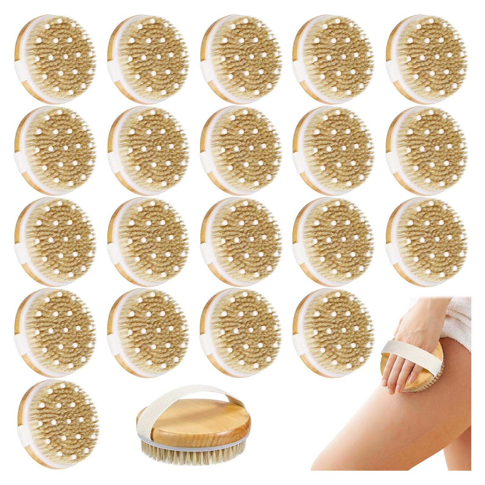 Gejoy 5 Pcs Cepillo Corporal Exfoliante de Madera 11x11 cm