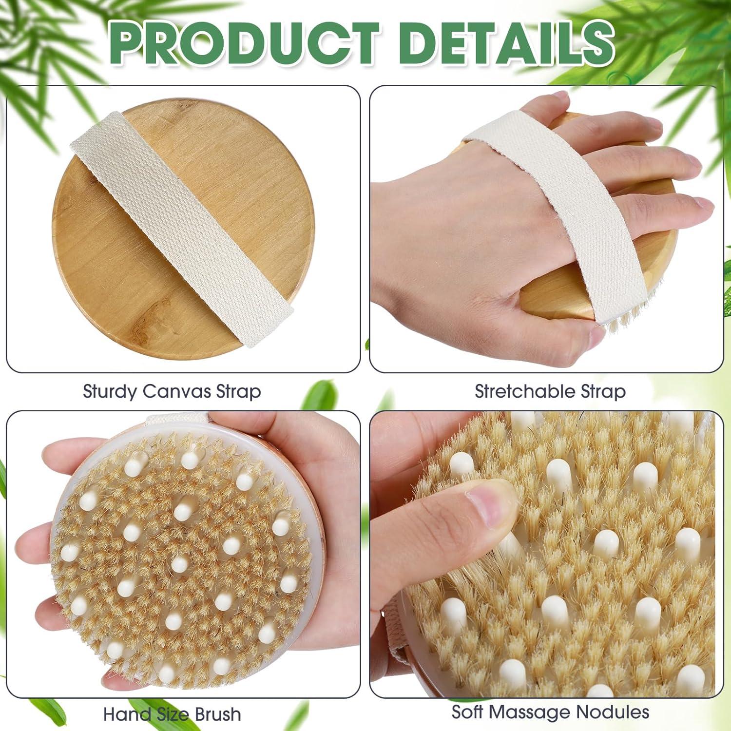 Gejoy 5 Pcs Cepillo Corporal Exfoliante de Madera 11x11 cm