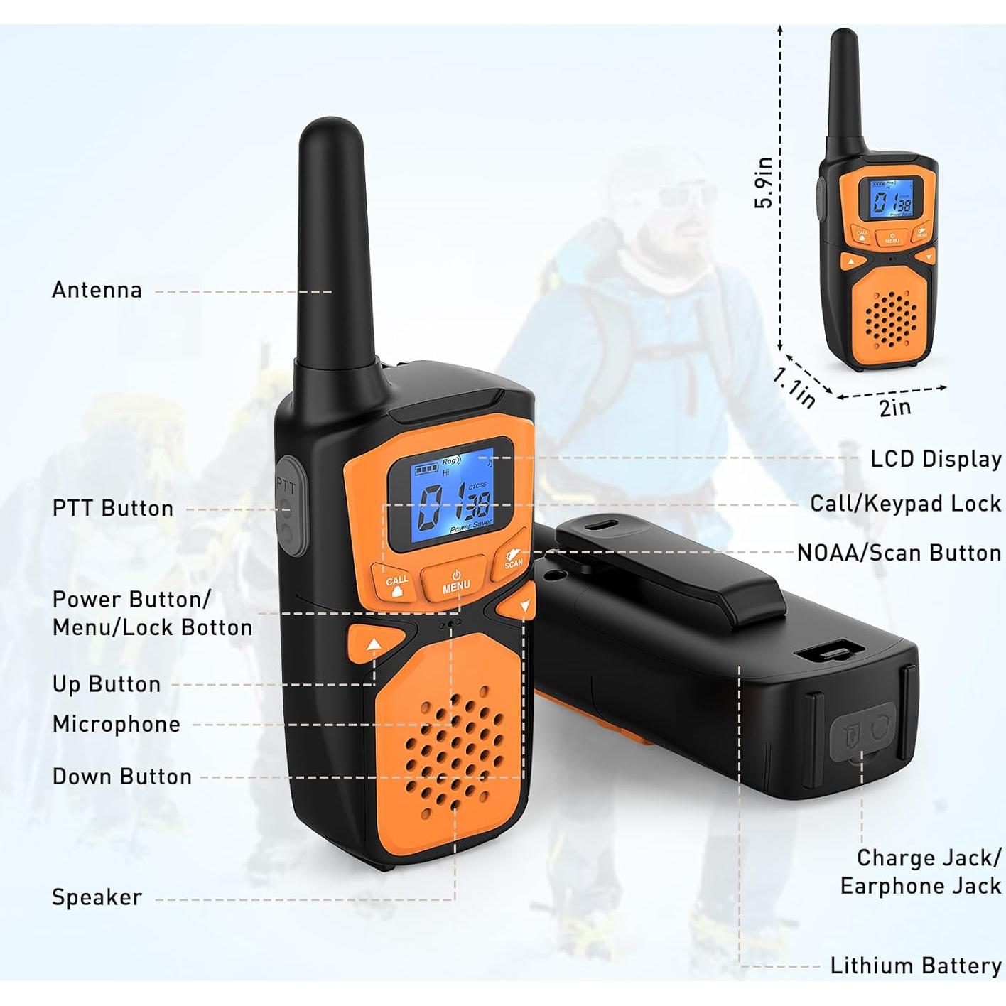 Walkie Talkies WokTok M900 2 Paquete Recargables 22 Canales