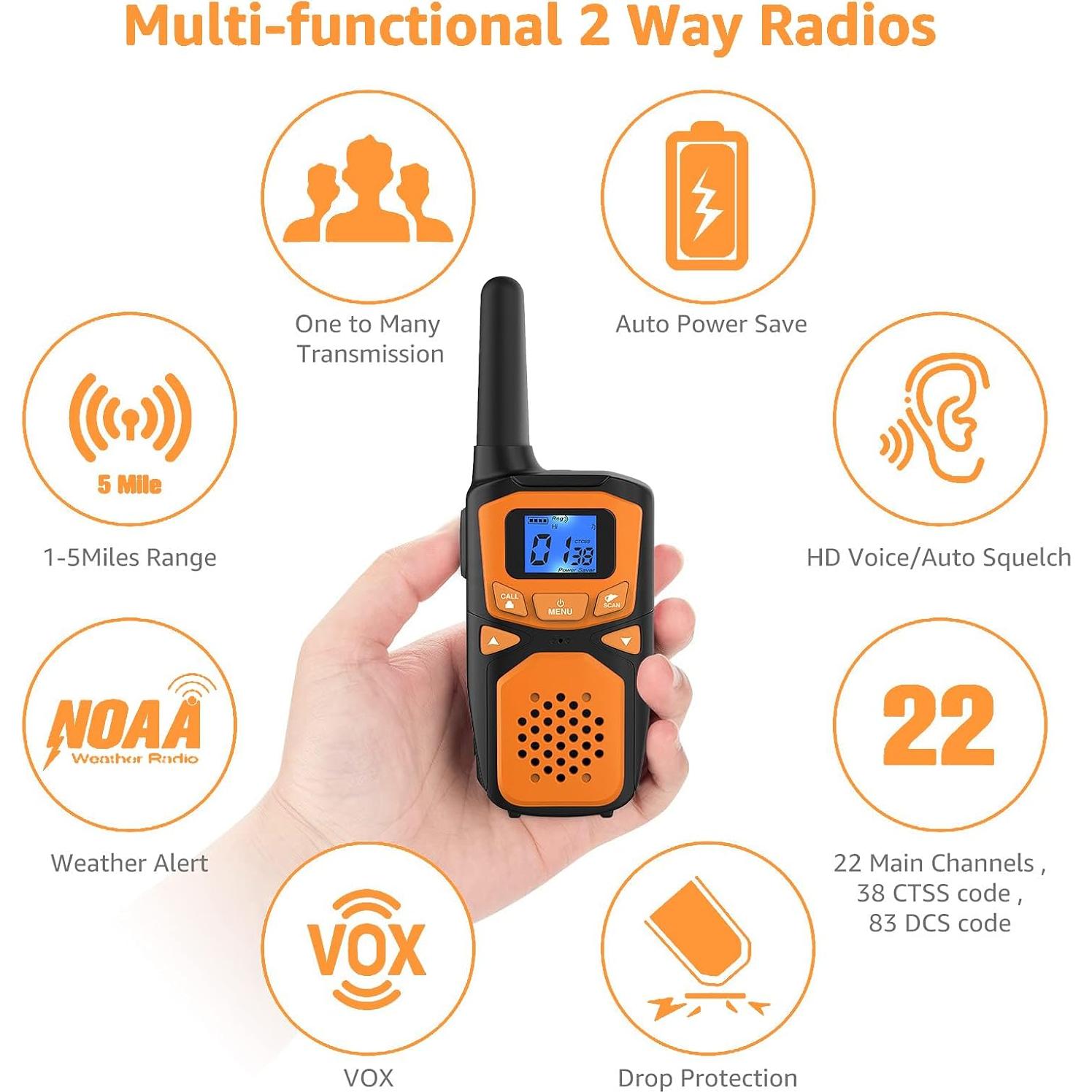 Walkie Talkies WokTok M900 2 Paquete Recargables 22 Canales