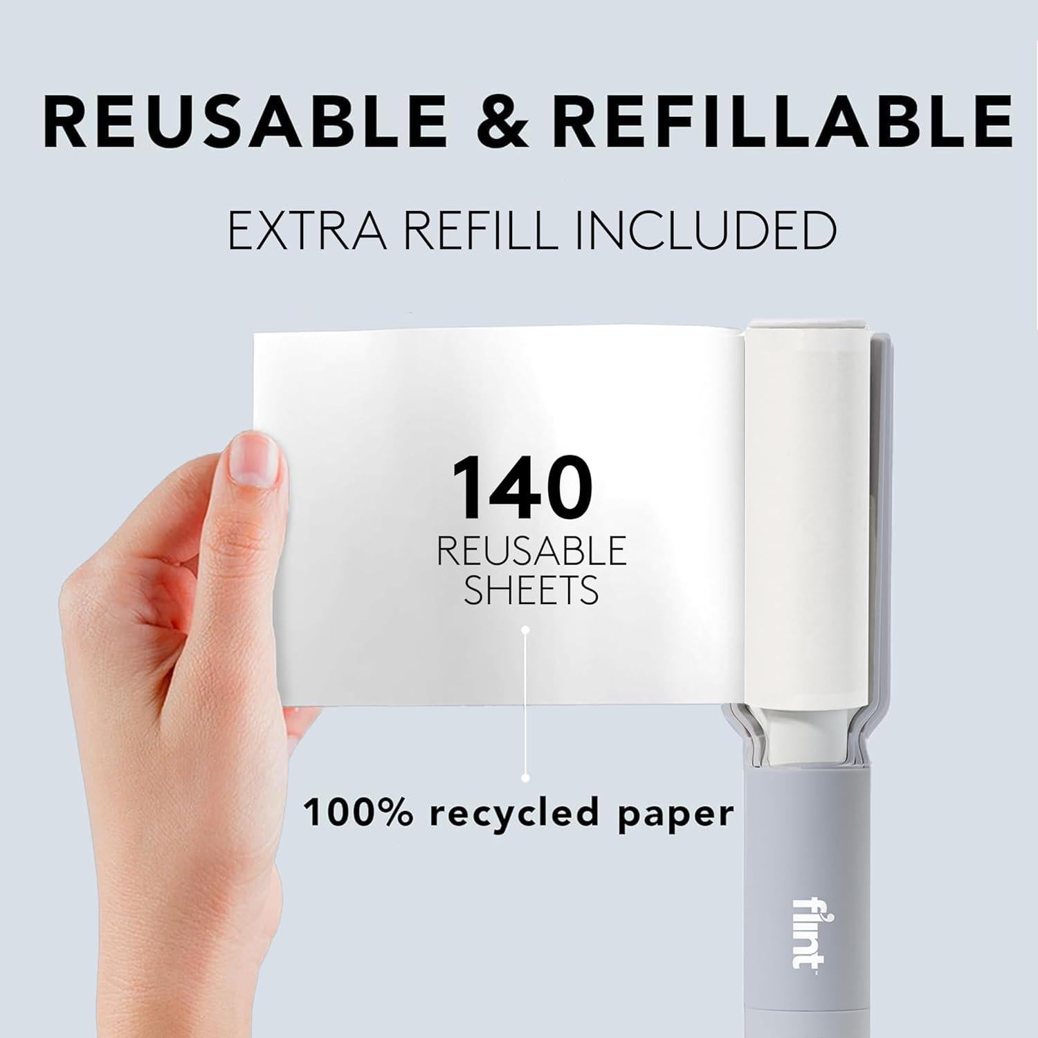 Rodillo Retráctil para Pelusa Flint XL 140 Hojas Gris