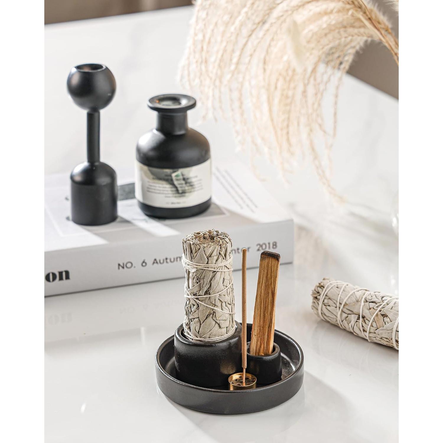 Soporte de Cerámica para Palo Santo y Salvia HOCUROAY Negro