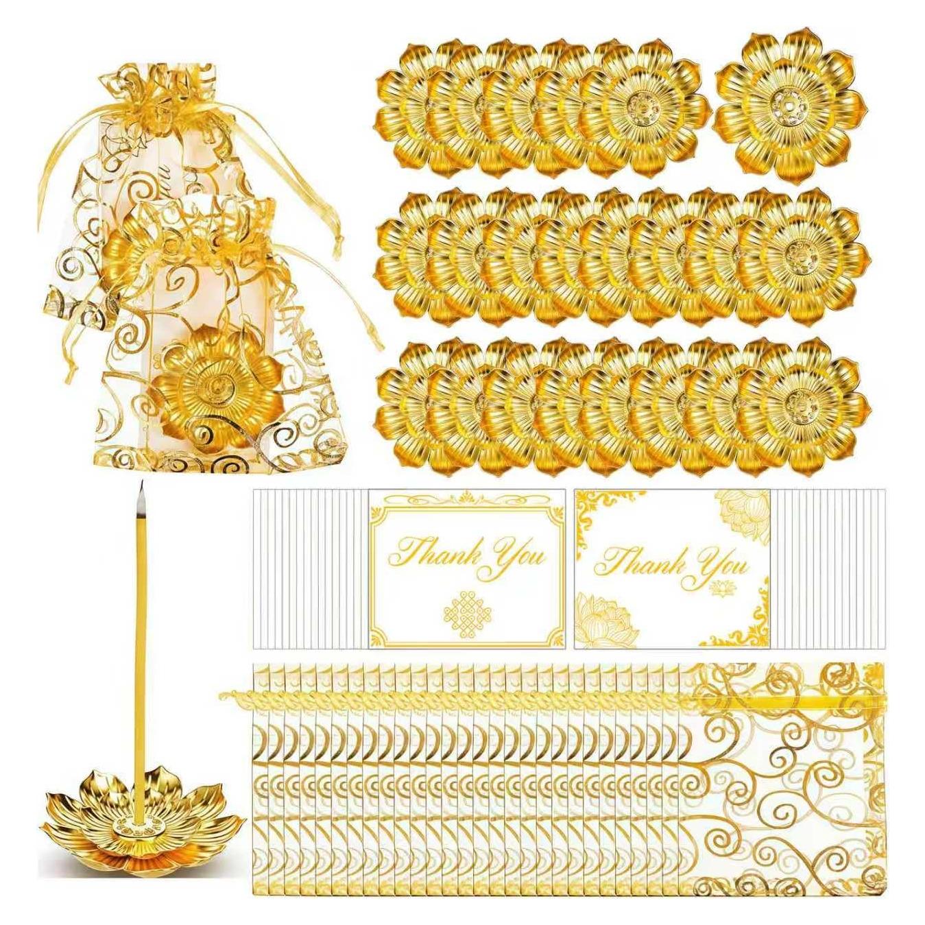 Juego de Regalo 72 Piezas MEPIG - Quemadores Incienso Loto Dorado