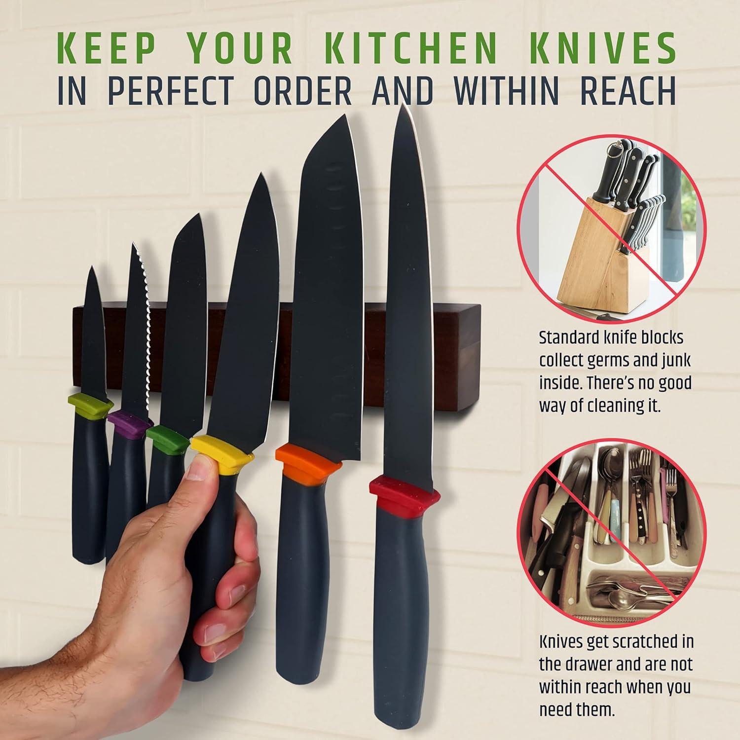 Soporte Magnético para Cuchillos 25 cm HMmagnets - Madera Nogal