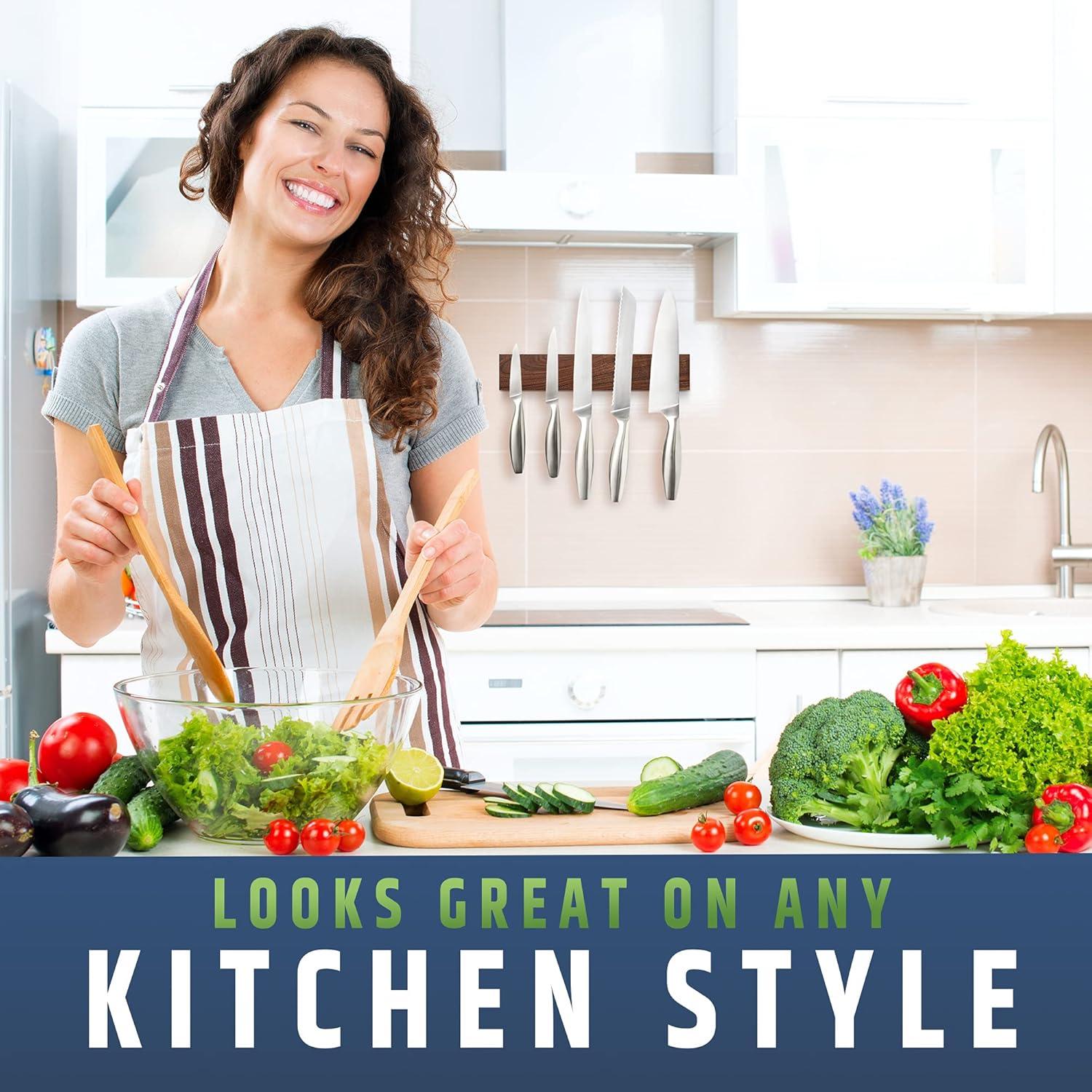 Soporte Magnético para Cuchillos 25 cm HMmagnets - Madera Nogal