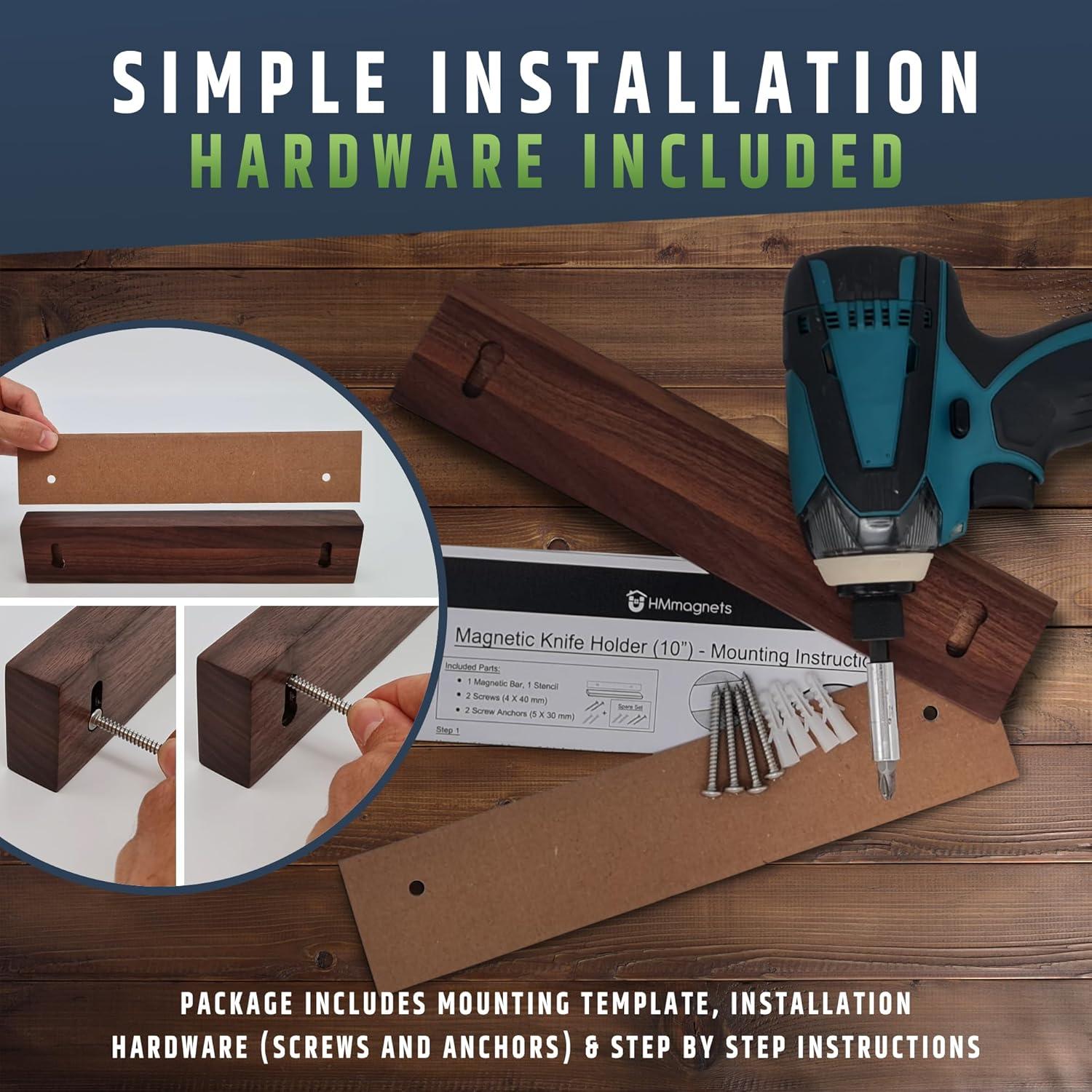 Soporte Magnético para Cuchillos 25 cm HMmagnets - Madera Nogal