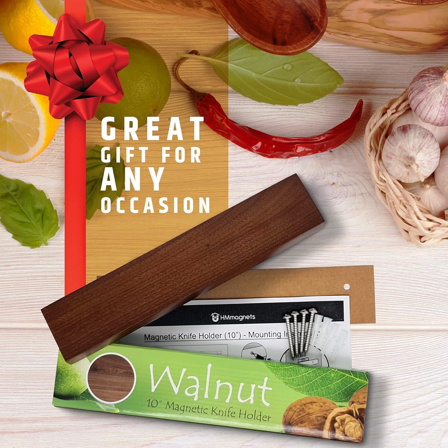 Soporte Magnético para Cuchillos 25 cm HMmagnets - Madera Nogal