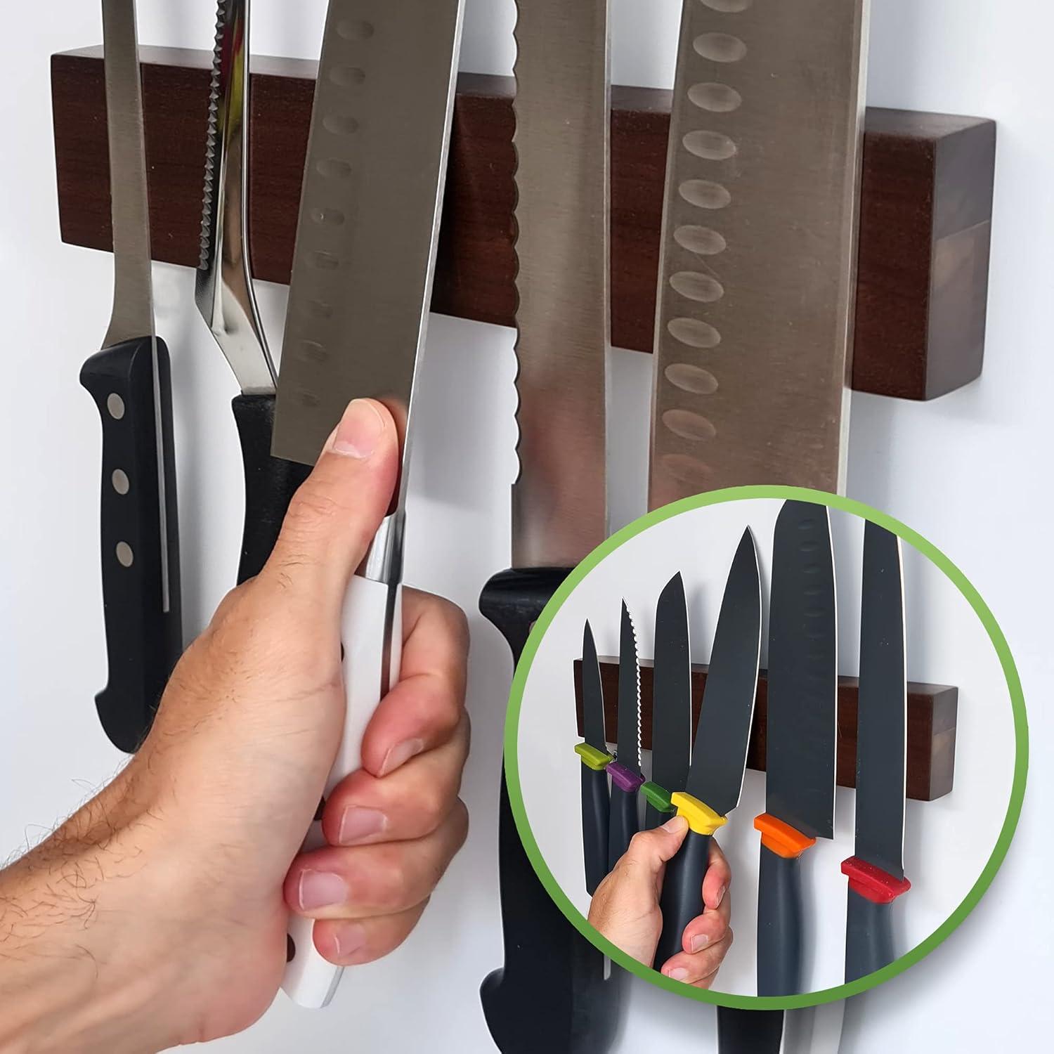 Soporte Magnético para Cuchillos 25 cm HMmagnets - Madera Nogal