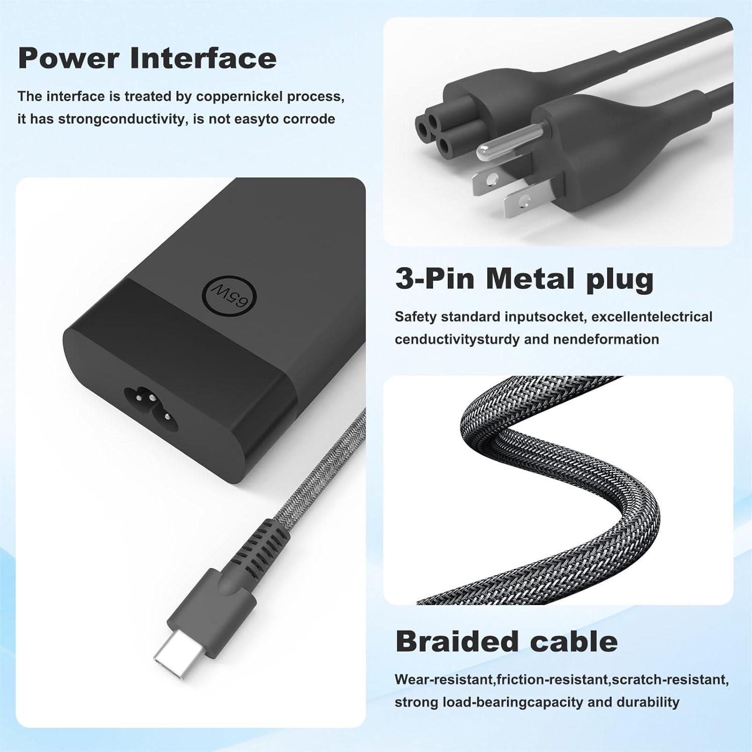 Cargador portátil USB C 65W POWJDWZ para HP Elitebook y más