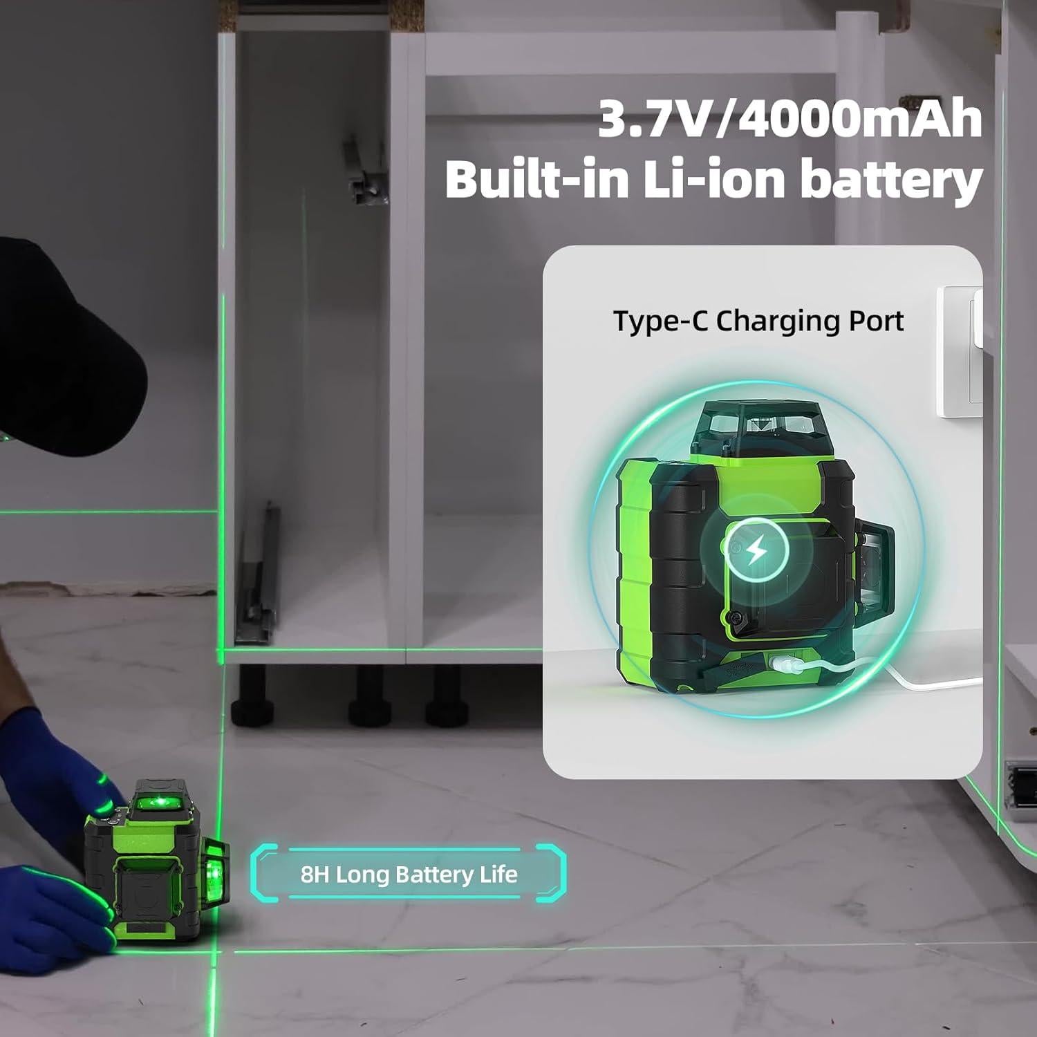 Nivel Láser Huepar 360° con Trípode 127 cm y Modo Pulso