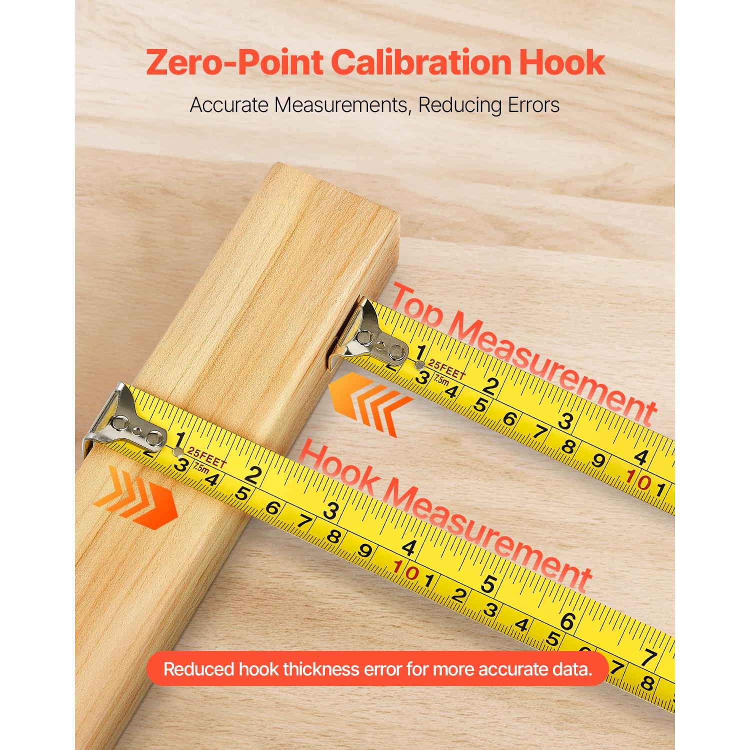 Cinta Métrica Retráctil VEVOR 25 pies (7620 mm) ABS Acero