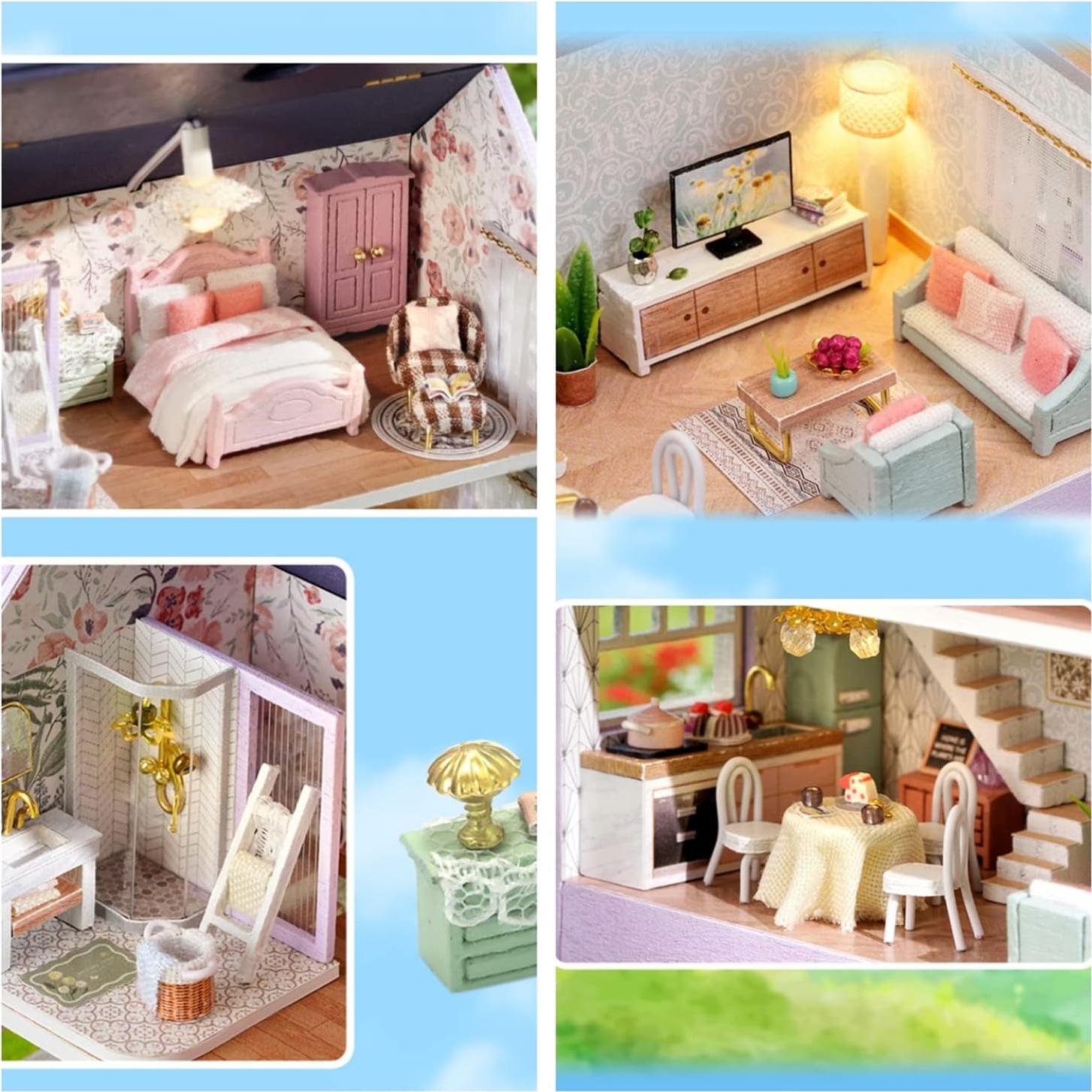 Casa de Muñecas Miniatura Kisoy Casa Feliz DIY Creativo