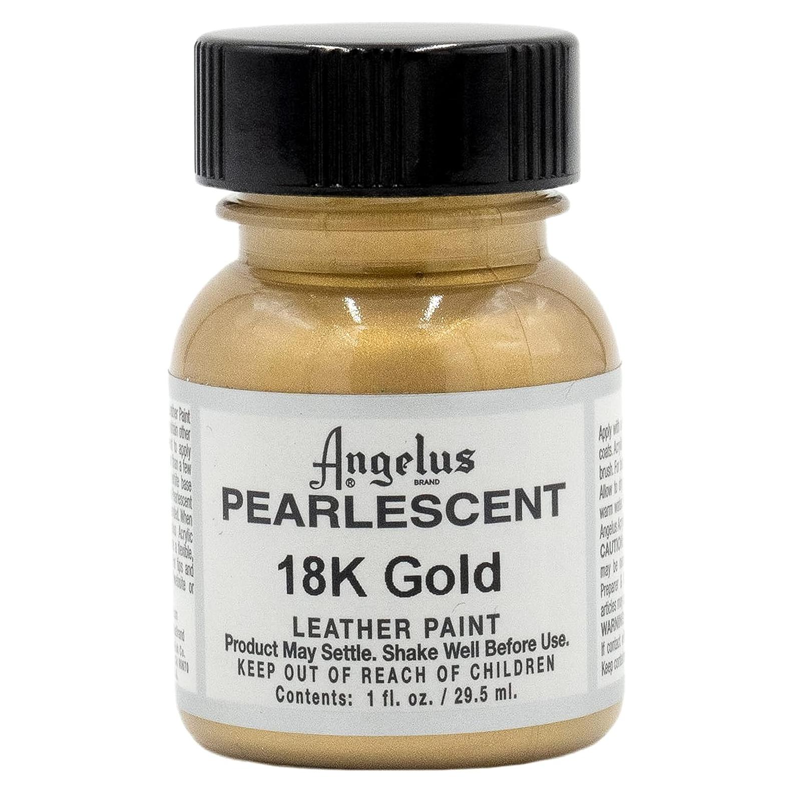 Pintura de Cuero Angelus 29.57ml Oro 18K Brillo Iridiscente
