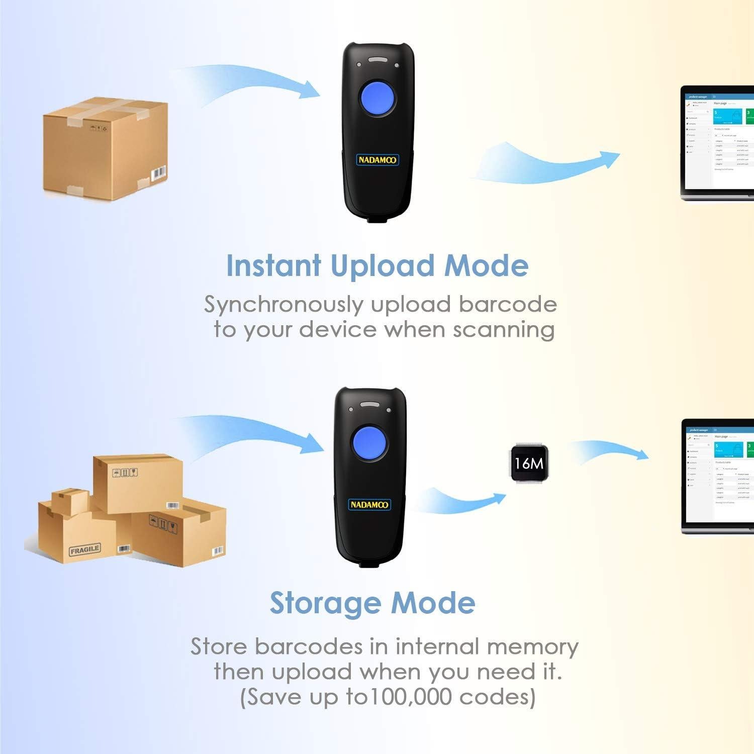 Escáner de Código de Barras Inalámbrico NADAMOO CCD Bluetooth
