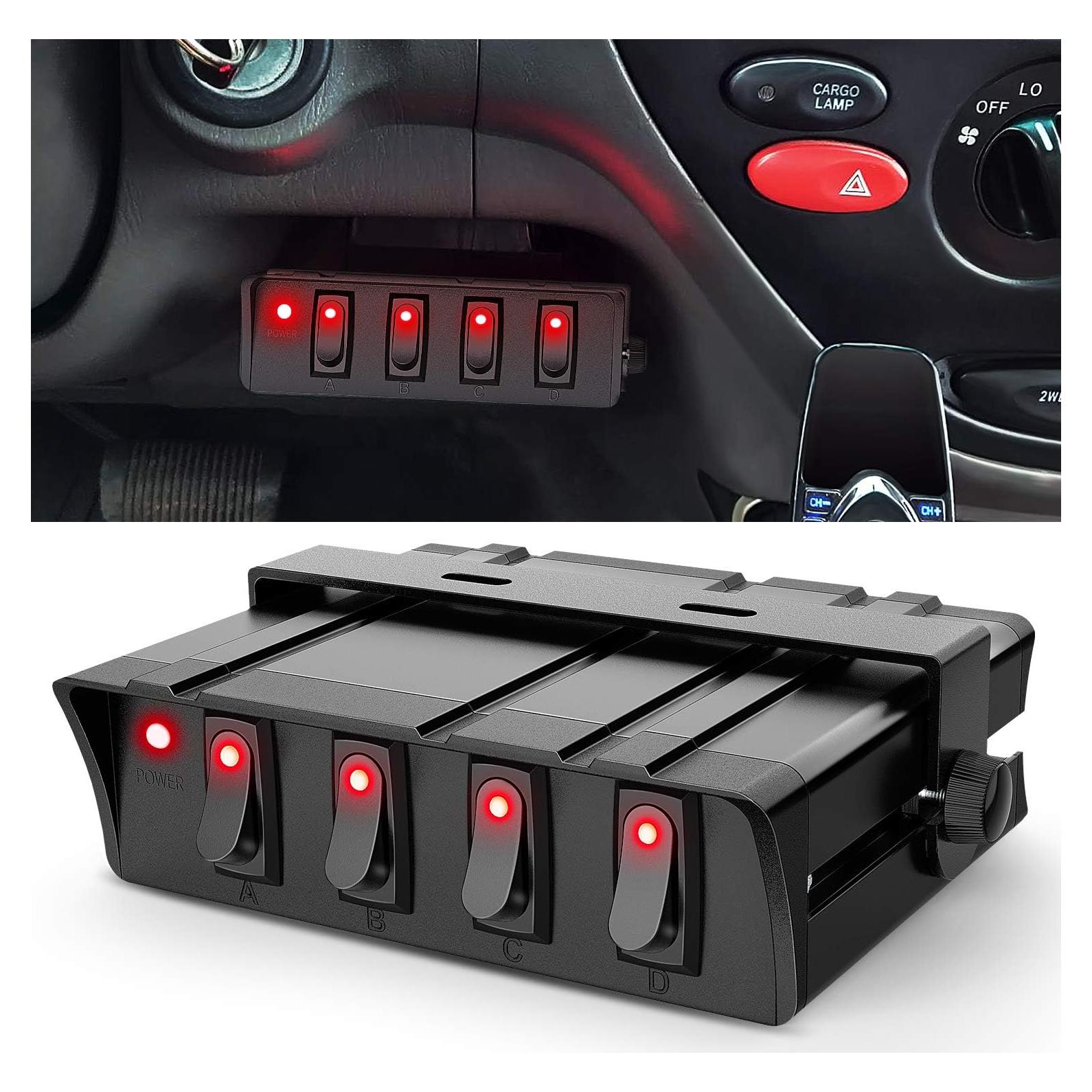 Caja de Interruptores Nilight 4 Gang 12V 20A para Vehículos