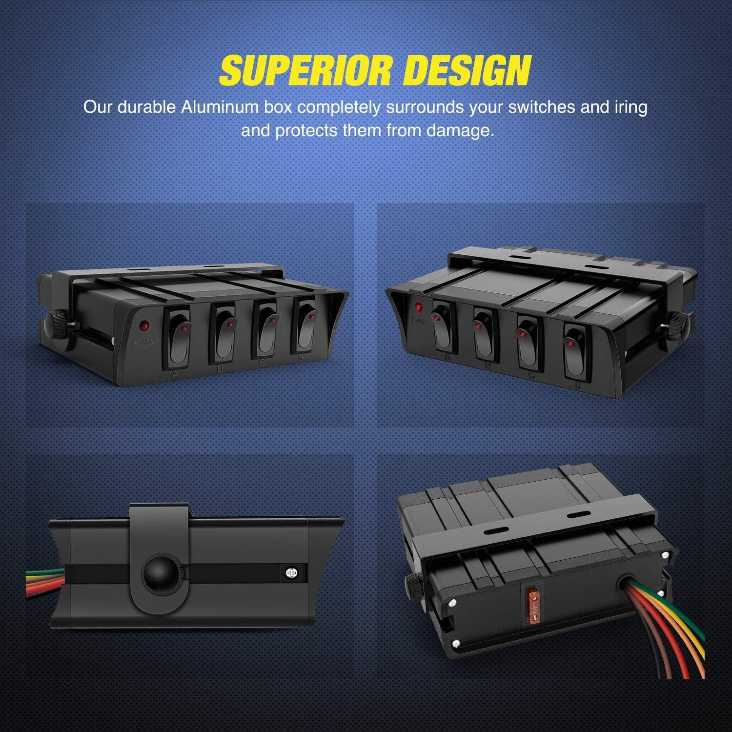 Caja de Interruptores Nilight 4 Gang 12V 20A para Vehículos