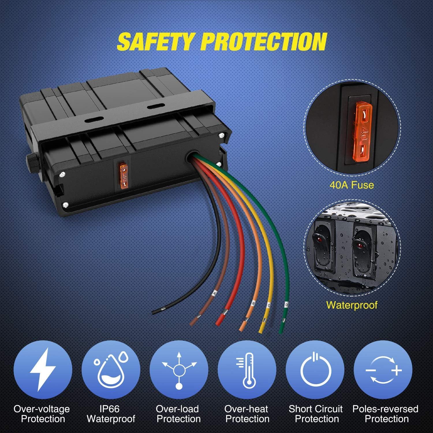 Caja de Interruptores Nilight 4 Gang 12V 20A para Vehículos