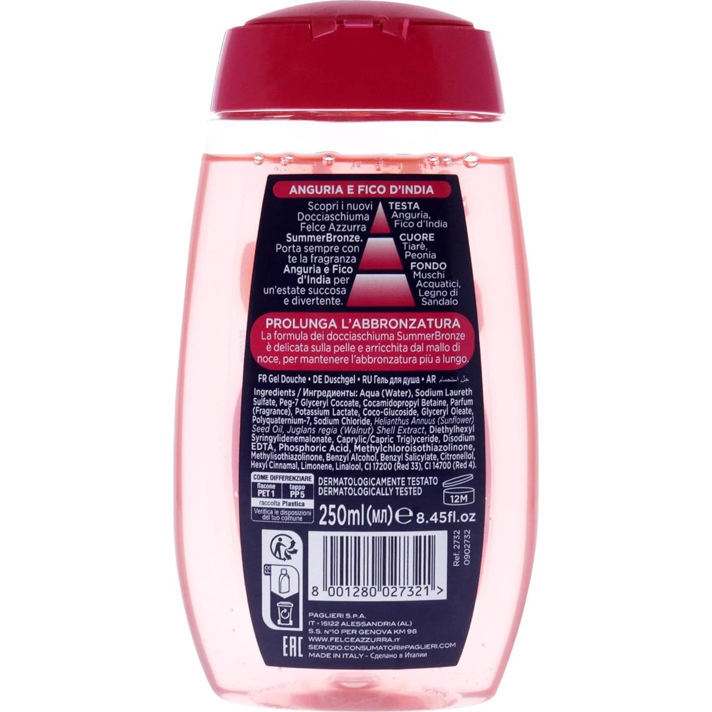 Gel de Ducha Felce Azzurra Bronce de Verano 240 ml - Nutre e Hidrata