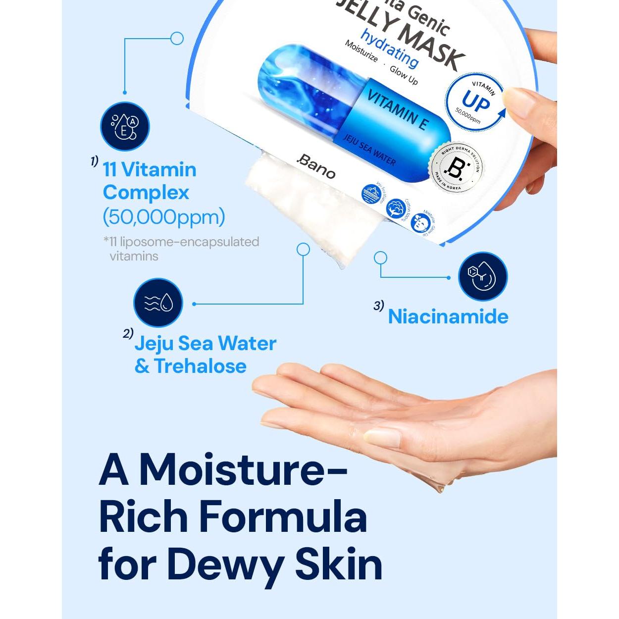 Mascarilla Hidratante de Gel BANO 10 Piezas - Reafirmante Piel Sensible