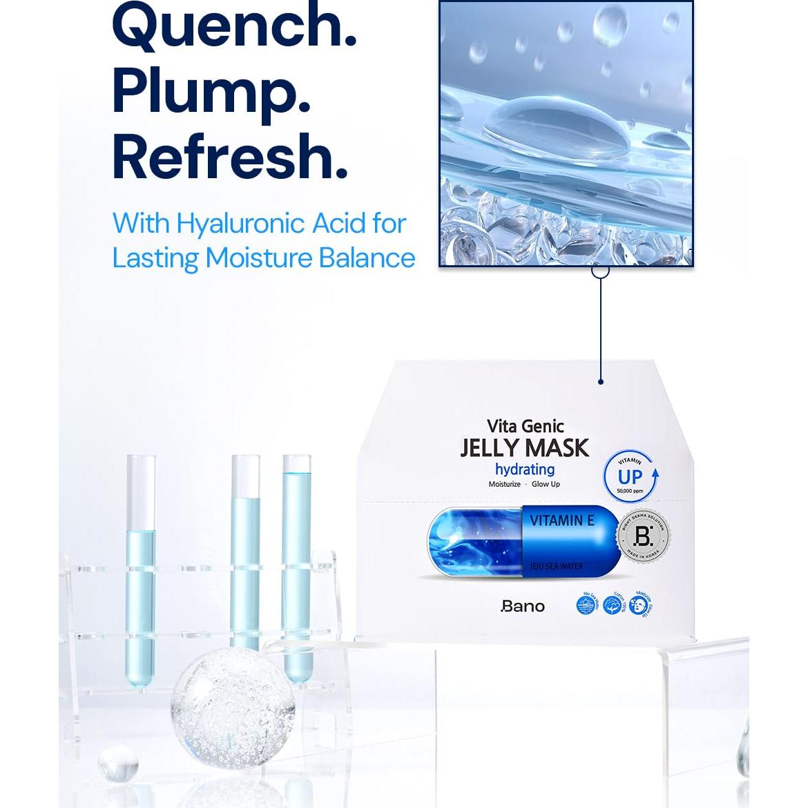 Mascarilla Hidratante de Gel BANO 10 Piezas - Reafirmante Piel Sensible