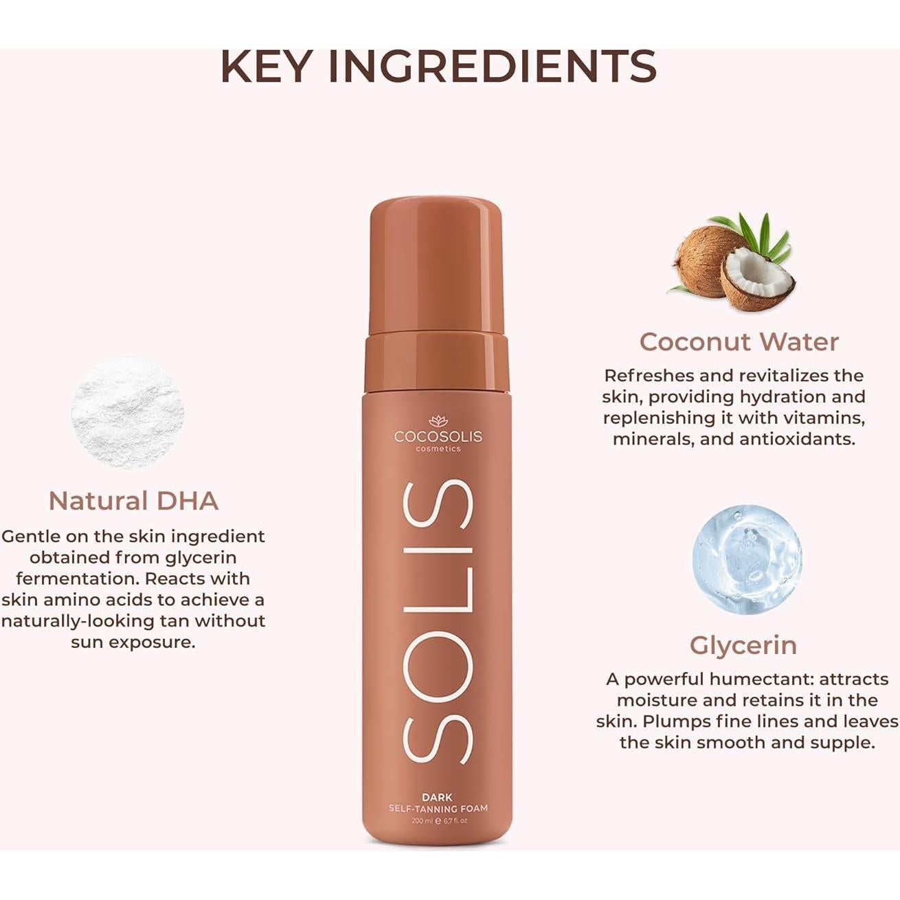 Bronceador Mousse Orgánico COCOSOLIS SOLIS Oscuro 200 ml