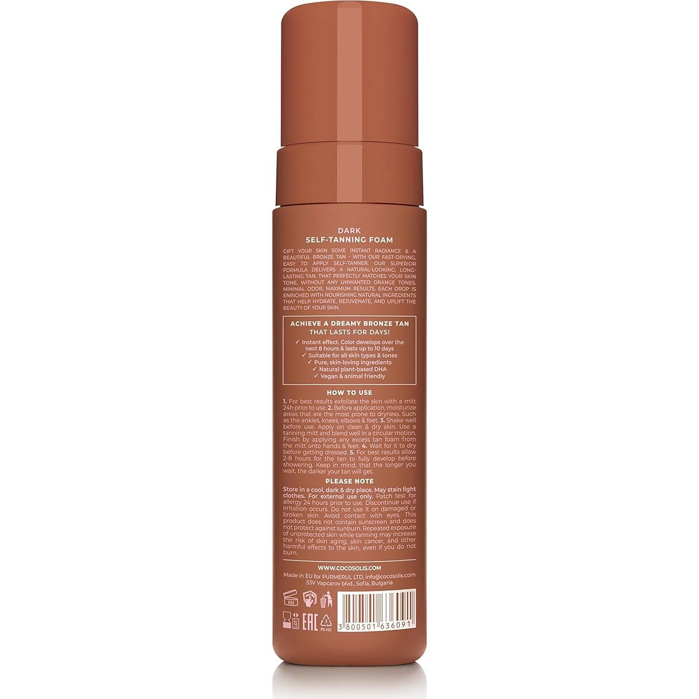Bronceador Mousse Orgánico COCOSOLIS SOLIS Oscuro 200 ml