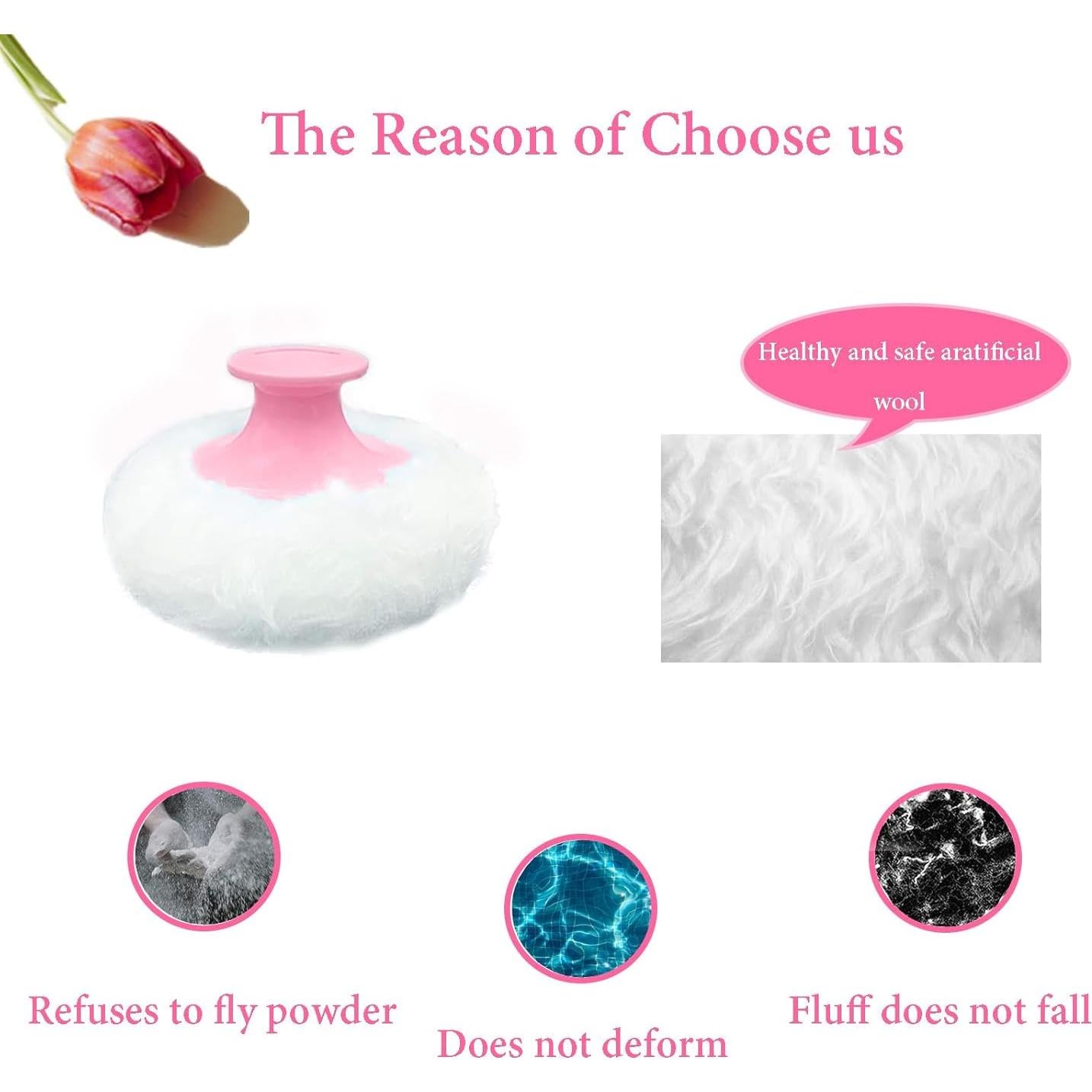 Puff de Polvo Corporal Qopoto con Contenedor Flores Románticas