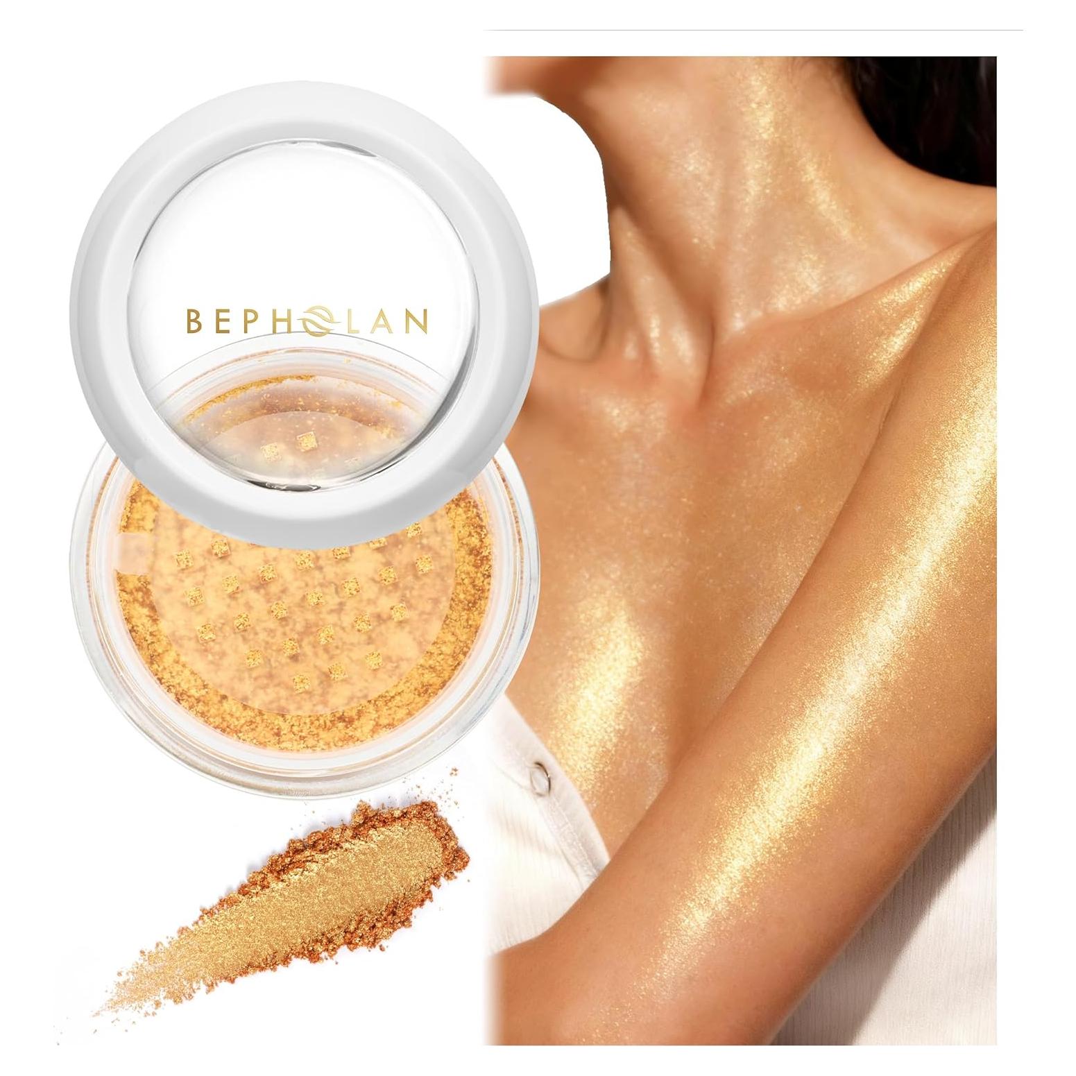 Polvo Iluminador Bepholan Brillo Dorado 68g - Maquillaje Facial y Corporal