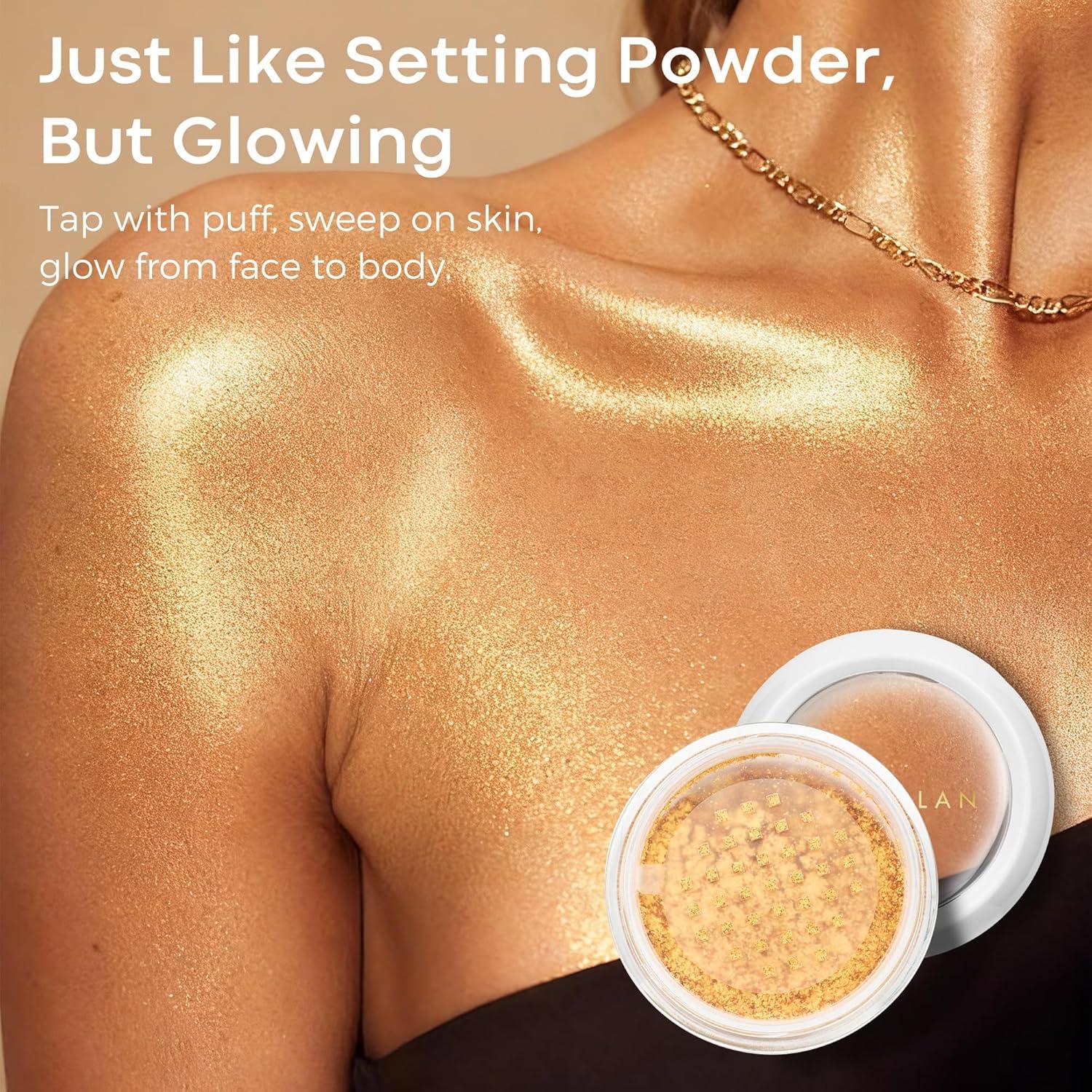 Polvo Iluminador Bepholan Brillo Dorado 68g - Maquillaje Facial y Corporal