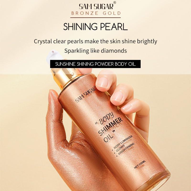 Aceite Corporal Brillante RMYHIG 100ml Hidratante Rosa Oro Claro