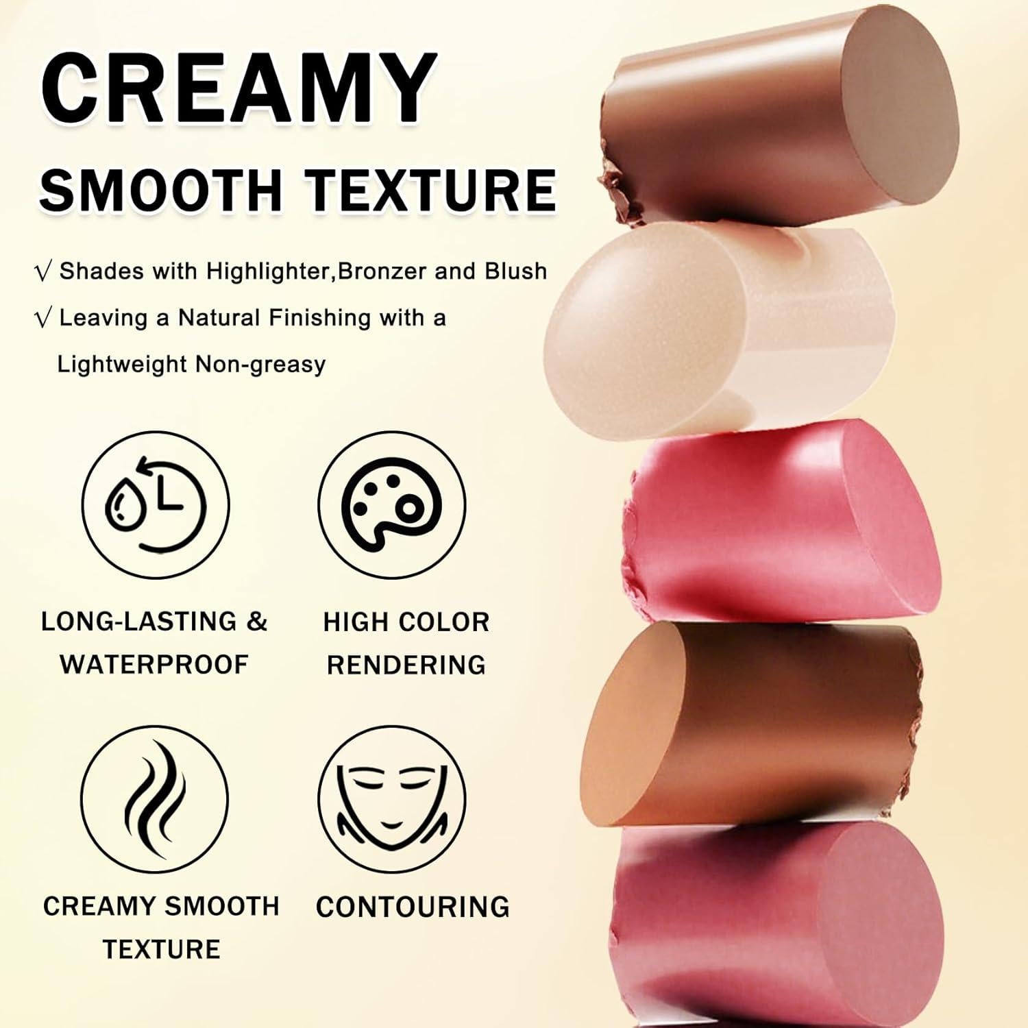 Kit de Maquillaje en Barra IONSGAKO 6 Colores Contorno Iluminador Rubor