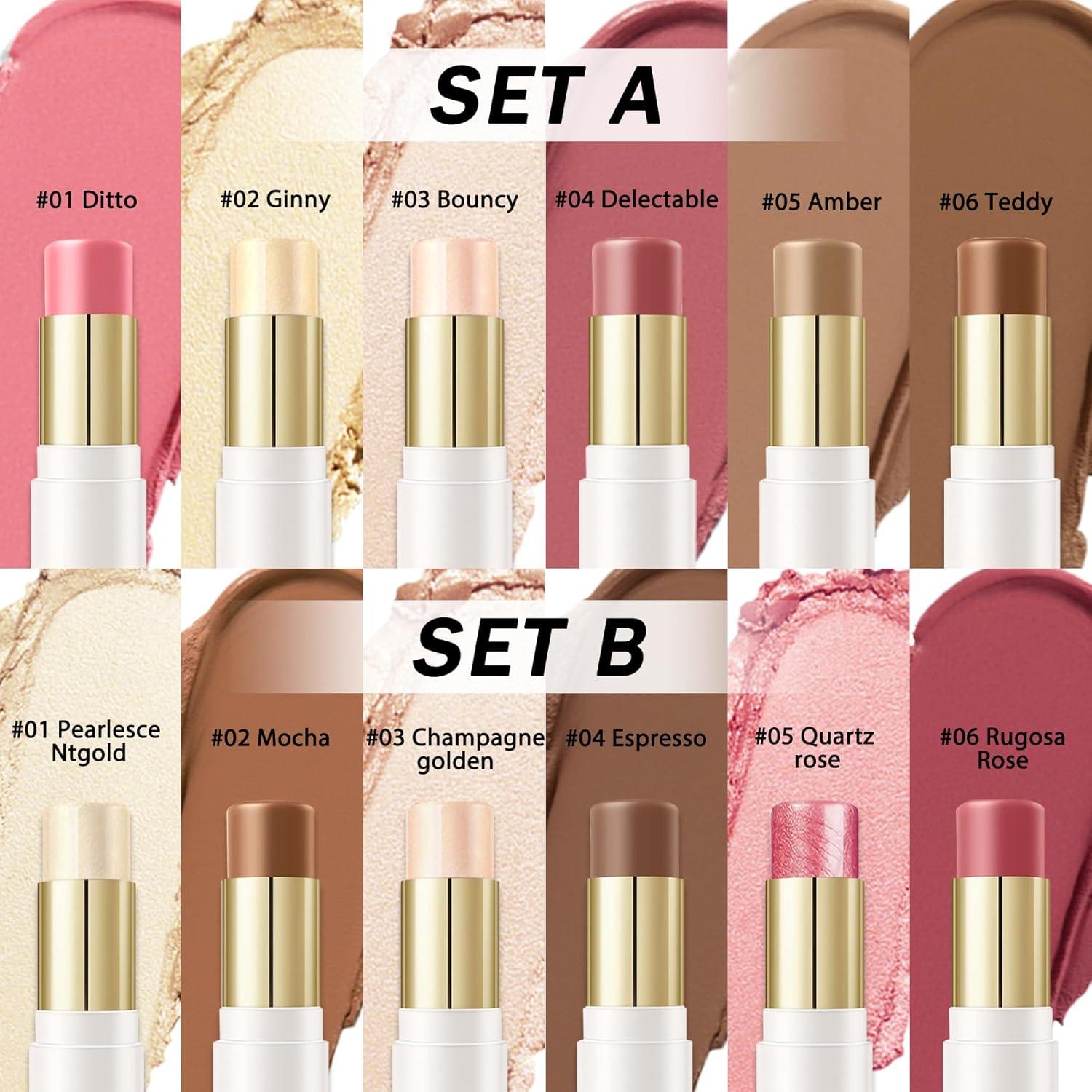 Kit de Maquillaje en Barra IONSGAKO 6 Colores Contorno Iluminador Rubor