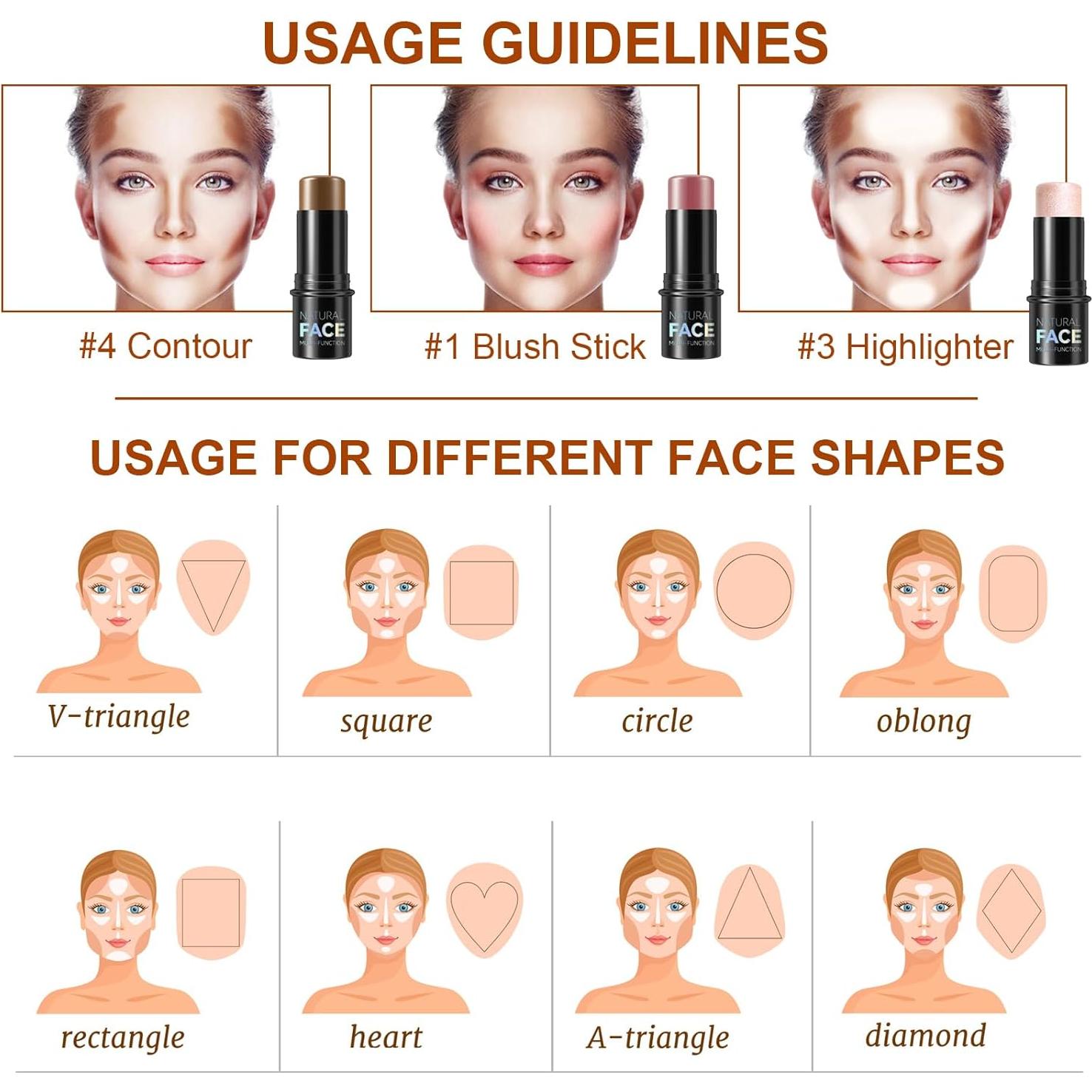 Kit de Maquillaje Contour Stick Lezero 3 Piezas Medio Claro