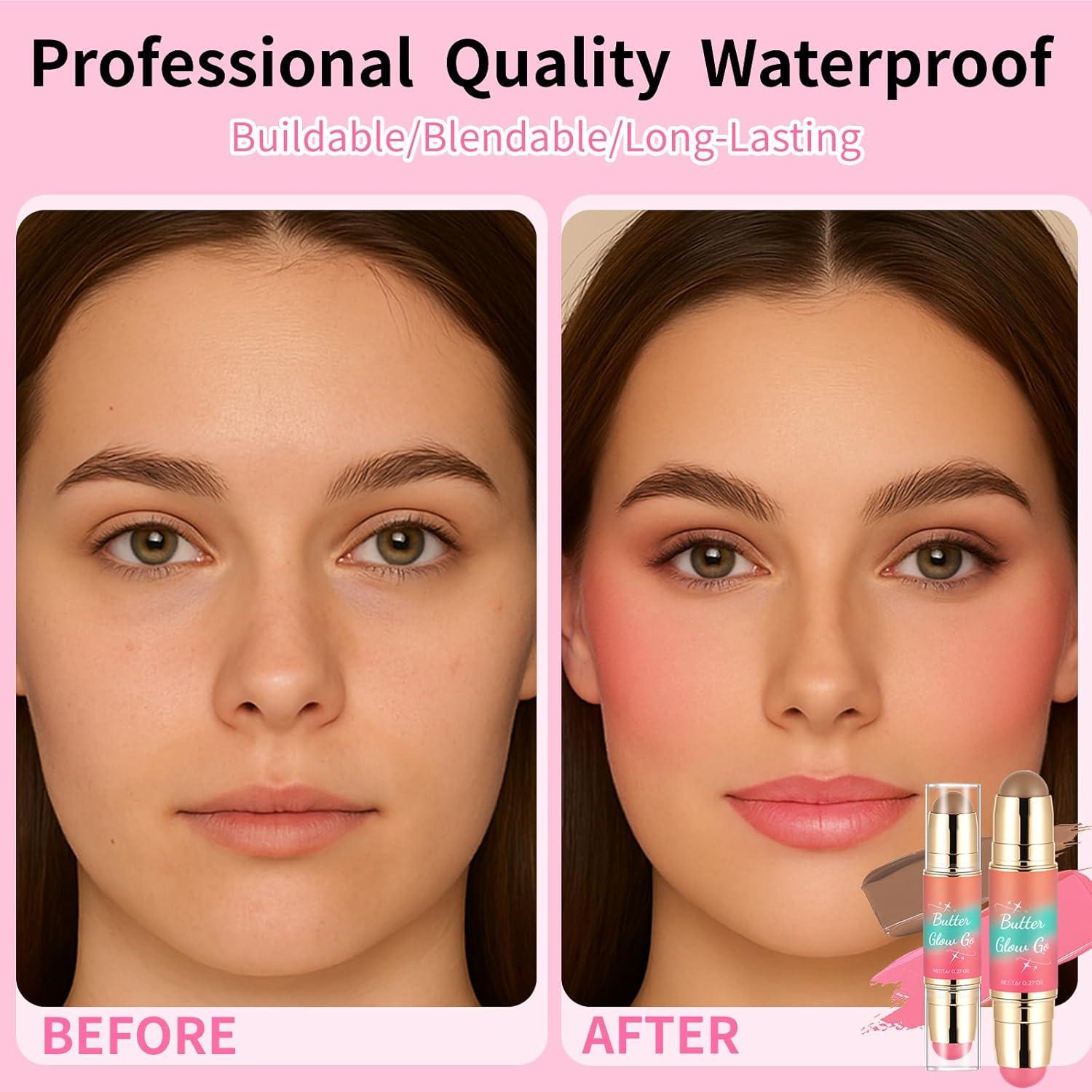 Paleta de Rubor y Bronceador SPRINGSKY 2 en 1 Cremosa Rosa Bronceado